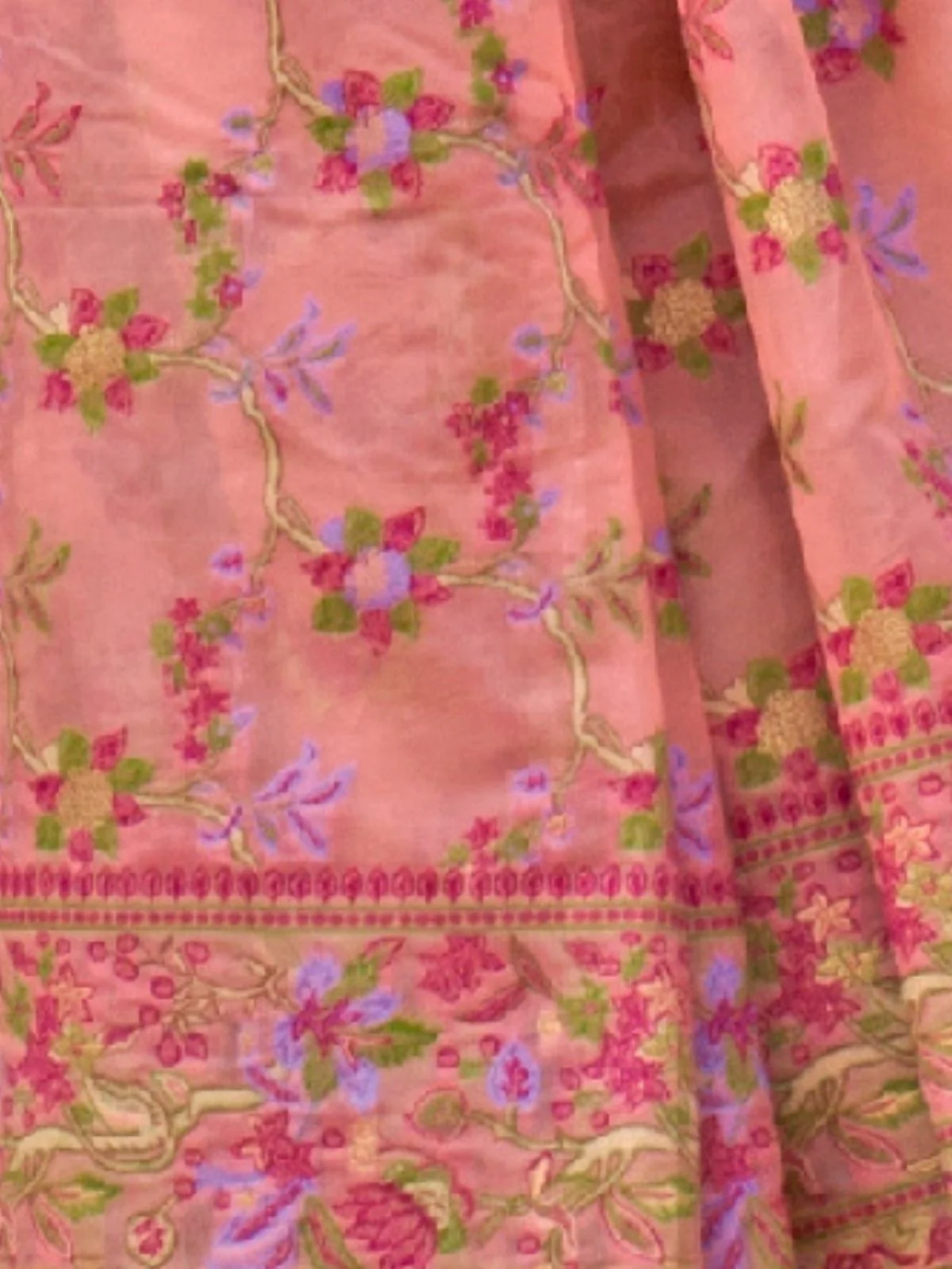 Odette Peach Organza Woven Saree With Unstitched Blouse For Women - Image 3