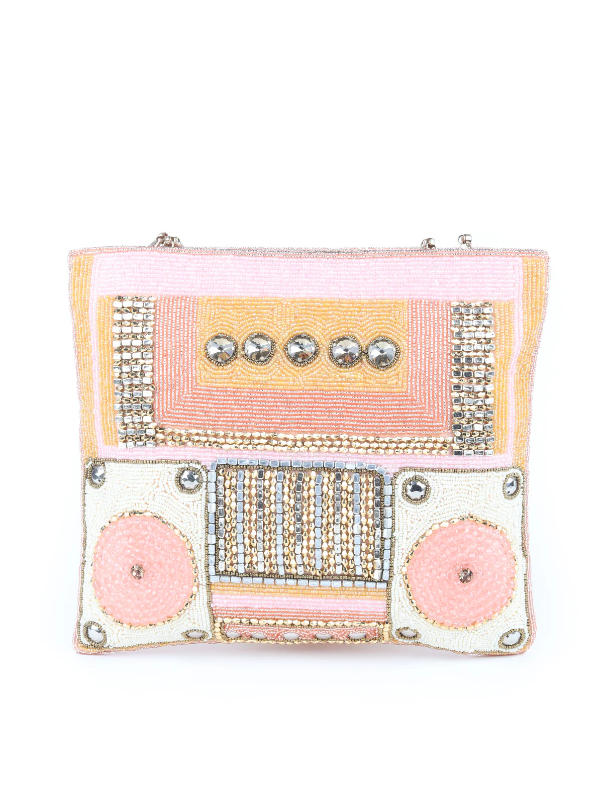 Odette Peach Pink Beads Embroidered Hand Bag for Women - Image 3