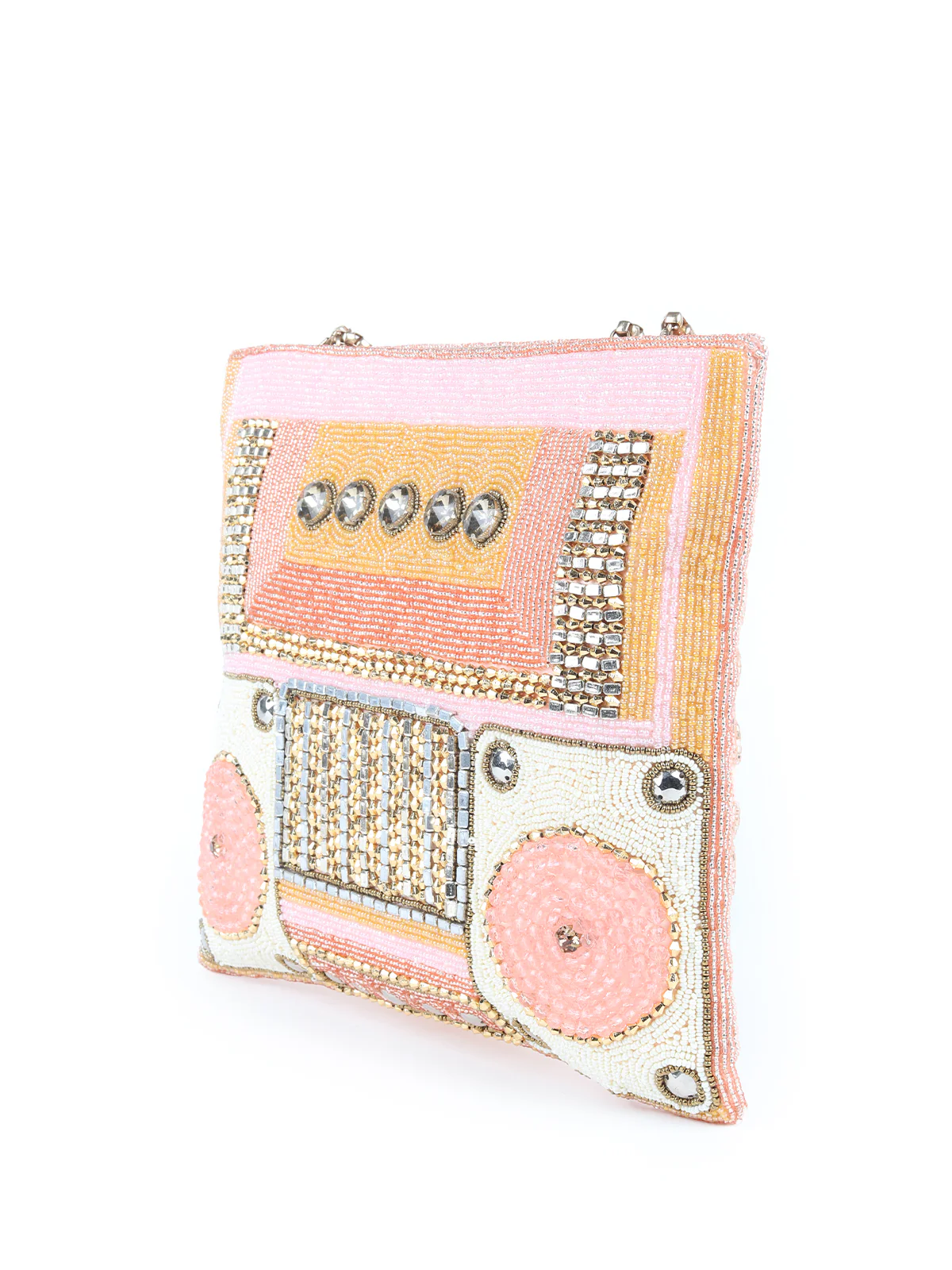 Odette Peach Pink Beads Embroidered Hand Bag for Women - Image 4