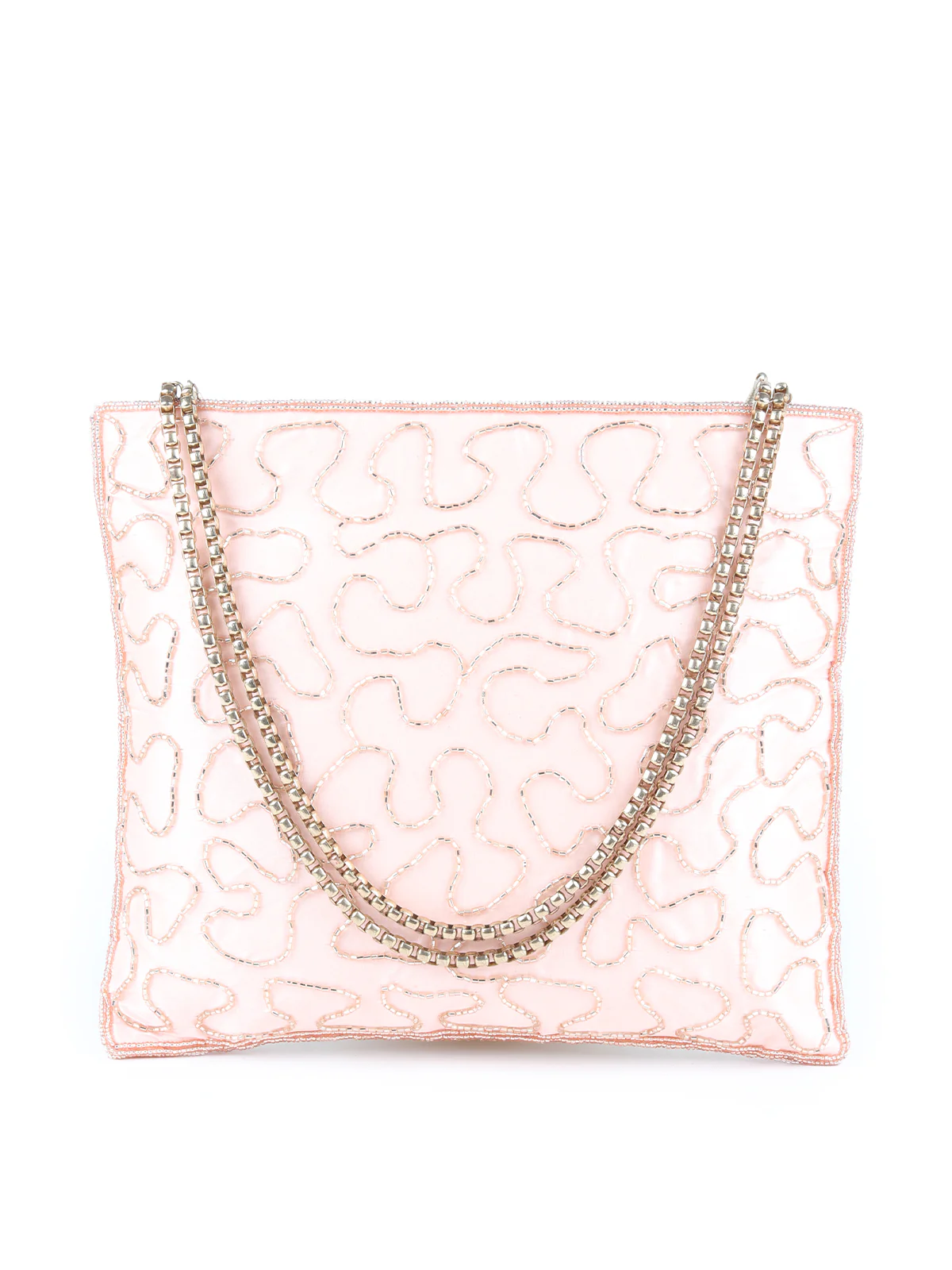 Odette Peach Pink Beads Embroidered Hand Bag for Women - Image 5