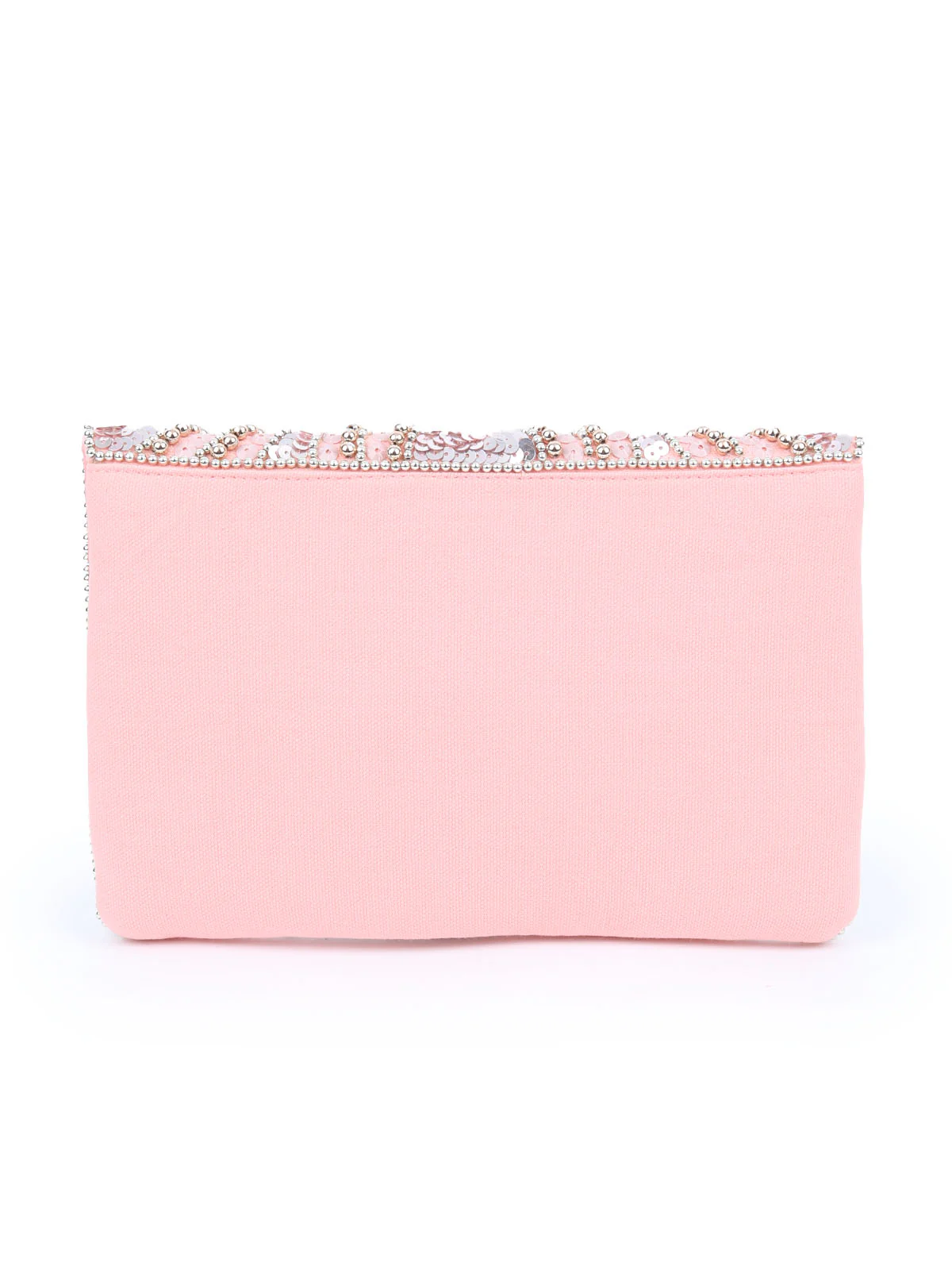 Odette Peach Polyester Embroidered Clutch For Women - Image 3
