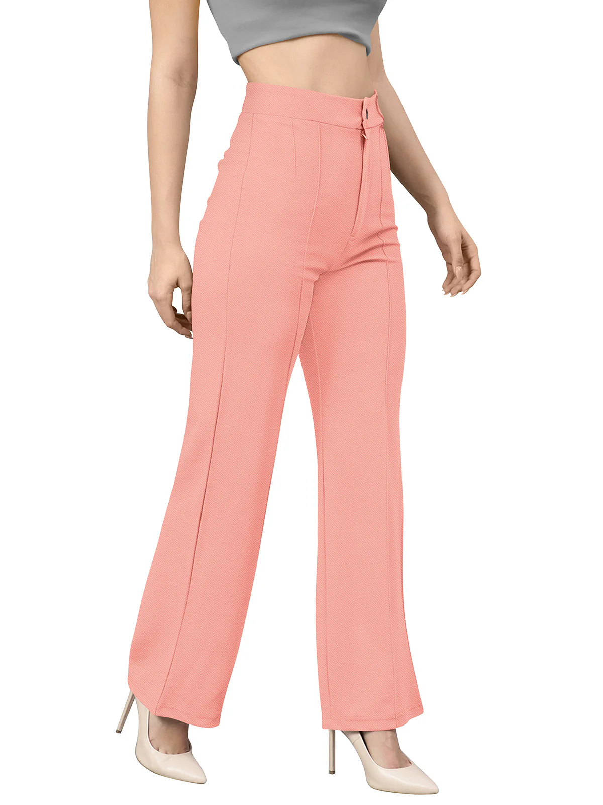 Odette Peach Polyester Trouser For Women - Image 4