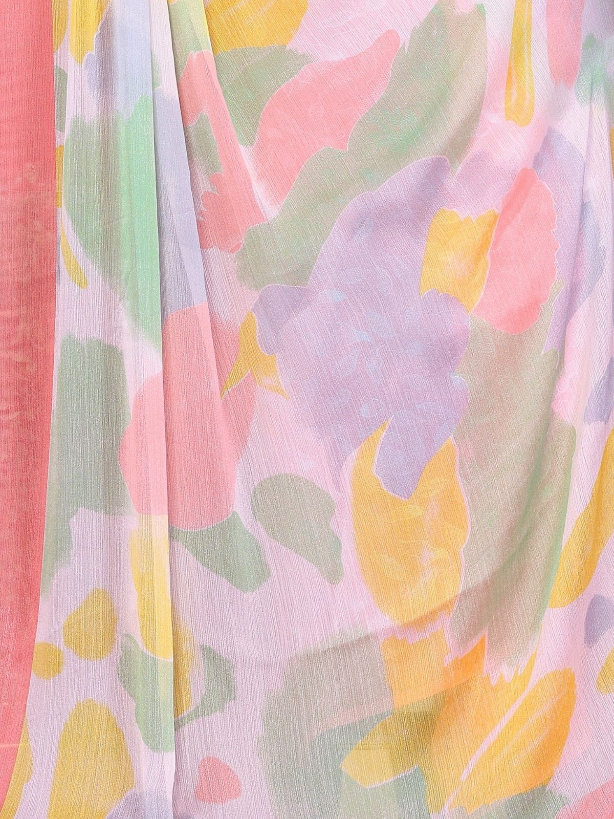 Odette Peach Silk Blend Printed Saree For Women - Image 5