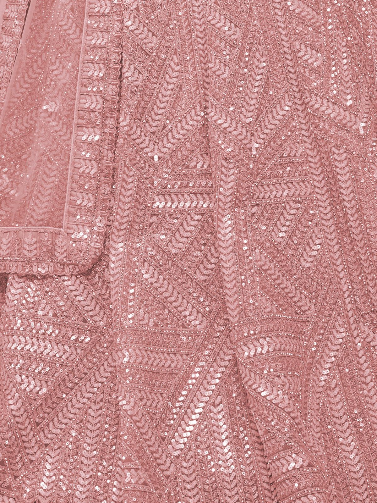 Odette Peach Soft Net Embroidered Semi Stitched Lehenga With Unstitched Blouse For Women - Image 6