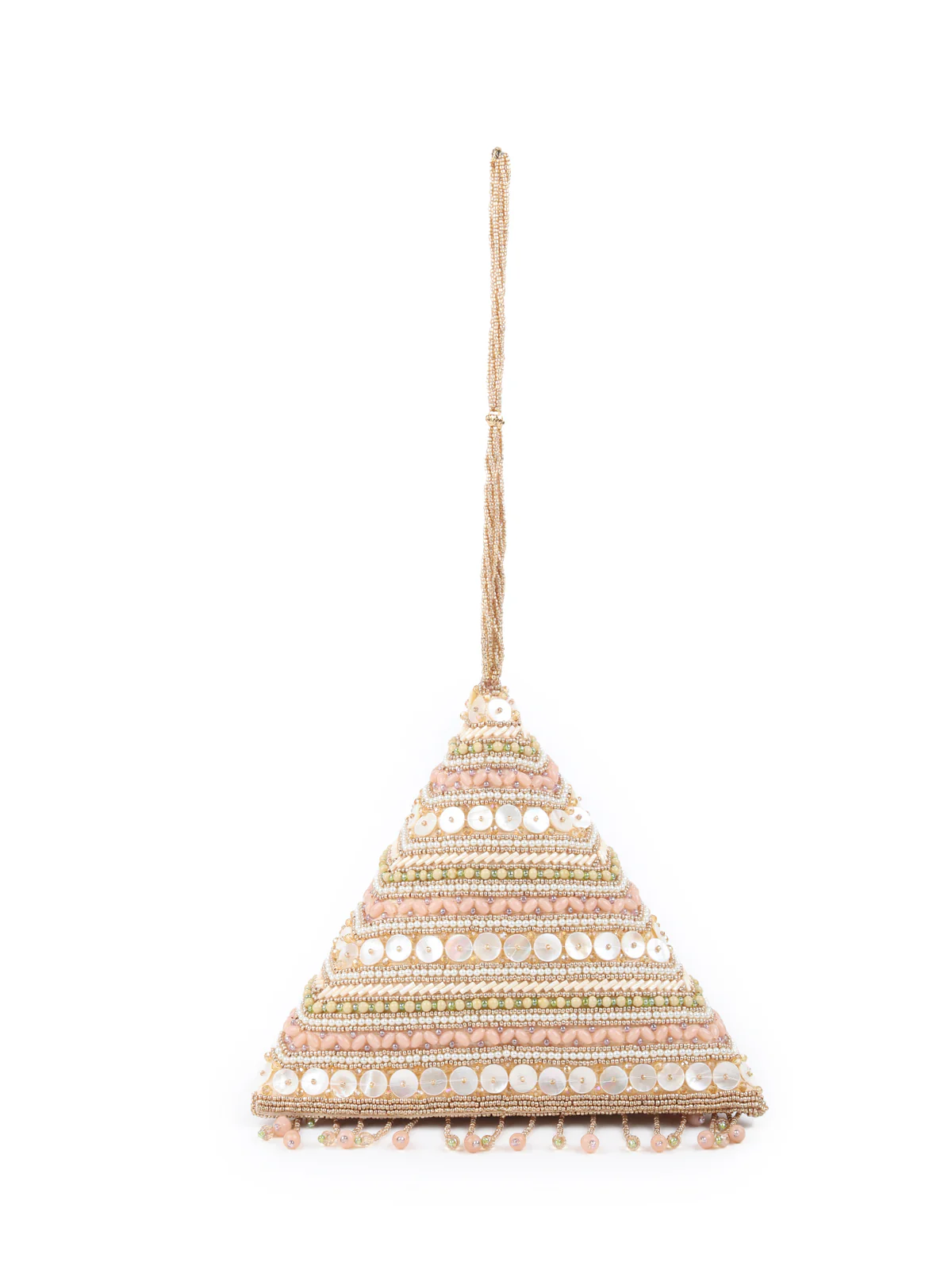 Odette Peach Structured Pyramid Clutch Bag For Women - Image 3