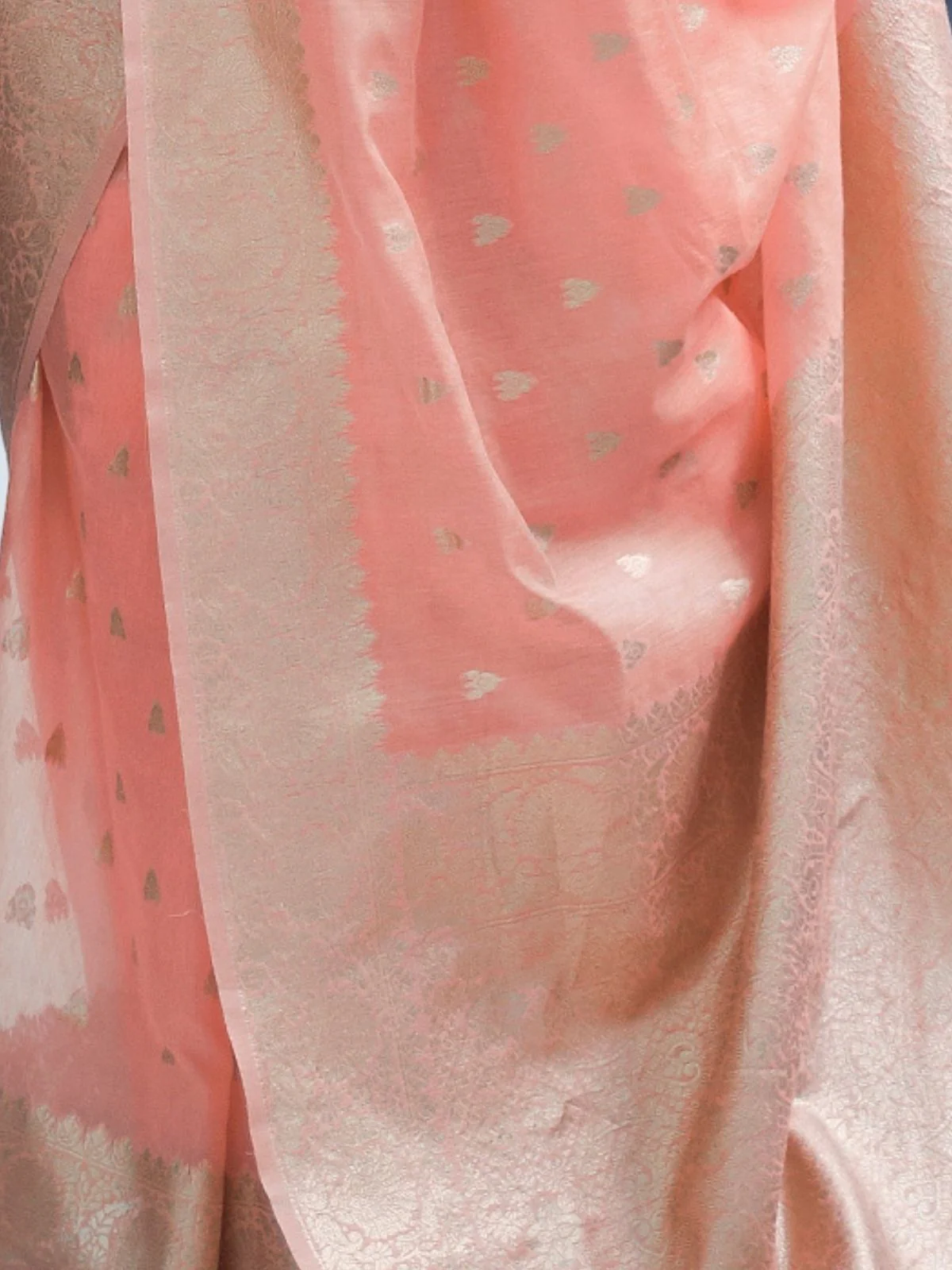 Odette Peach Woven Design Silk Blend Saree With Unstitched Blouse For Women - Image 3