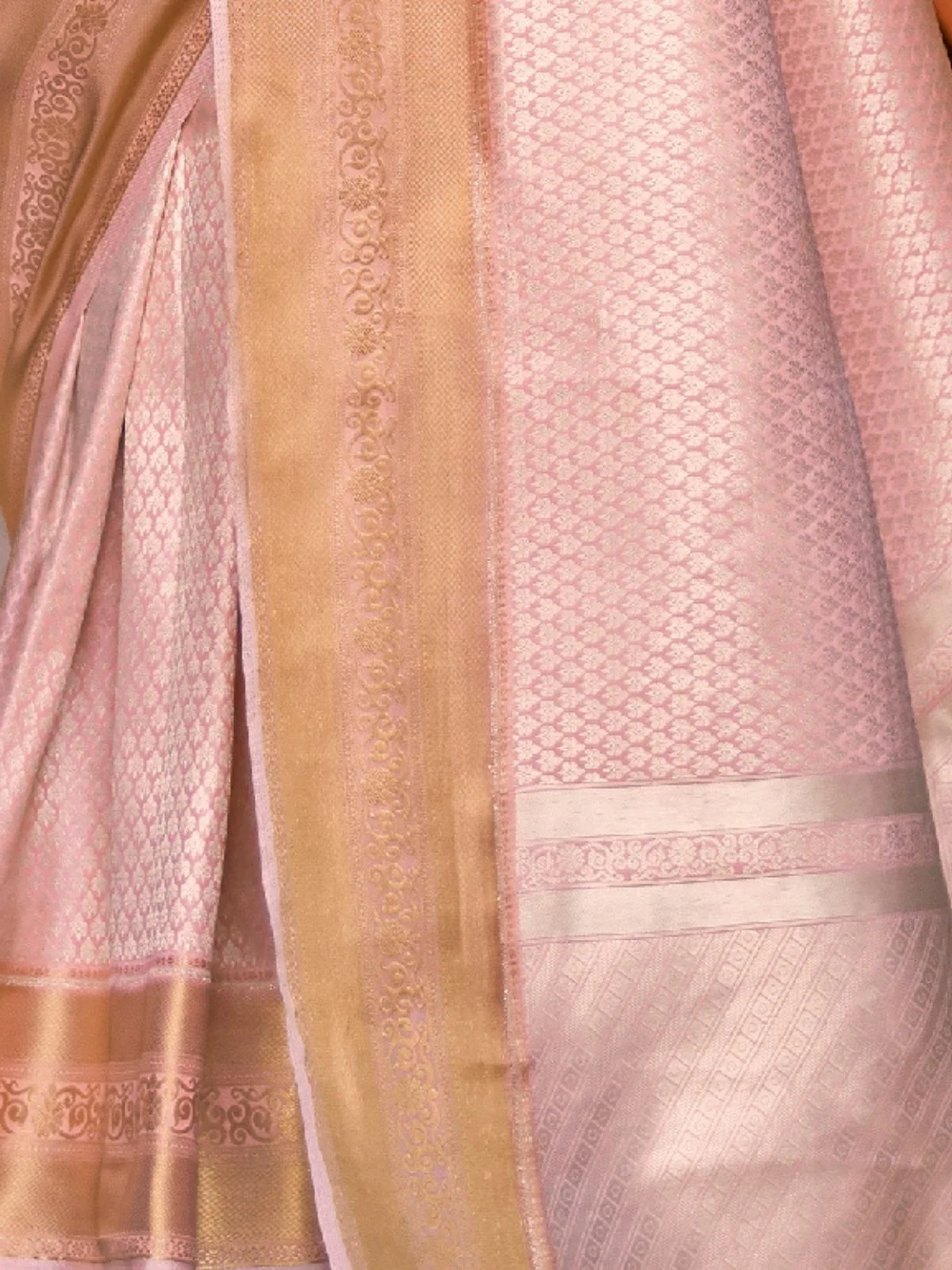 Odette Peach Woven Design Silk Blend Saree With Unstitched Blouse For Women - Image 4