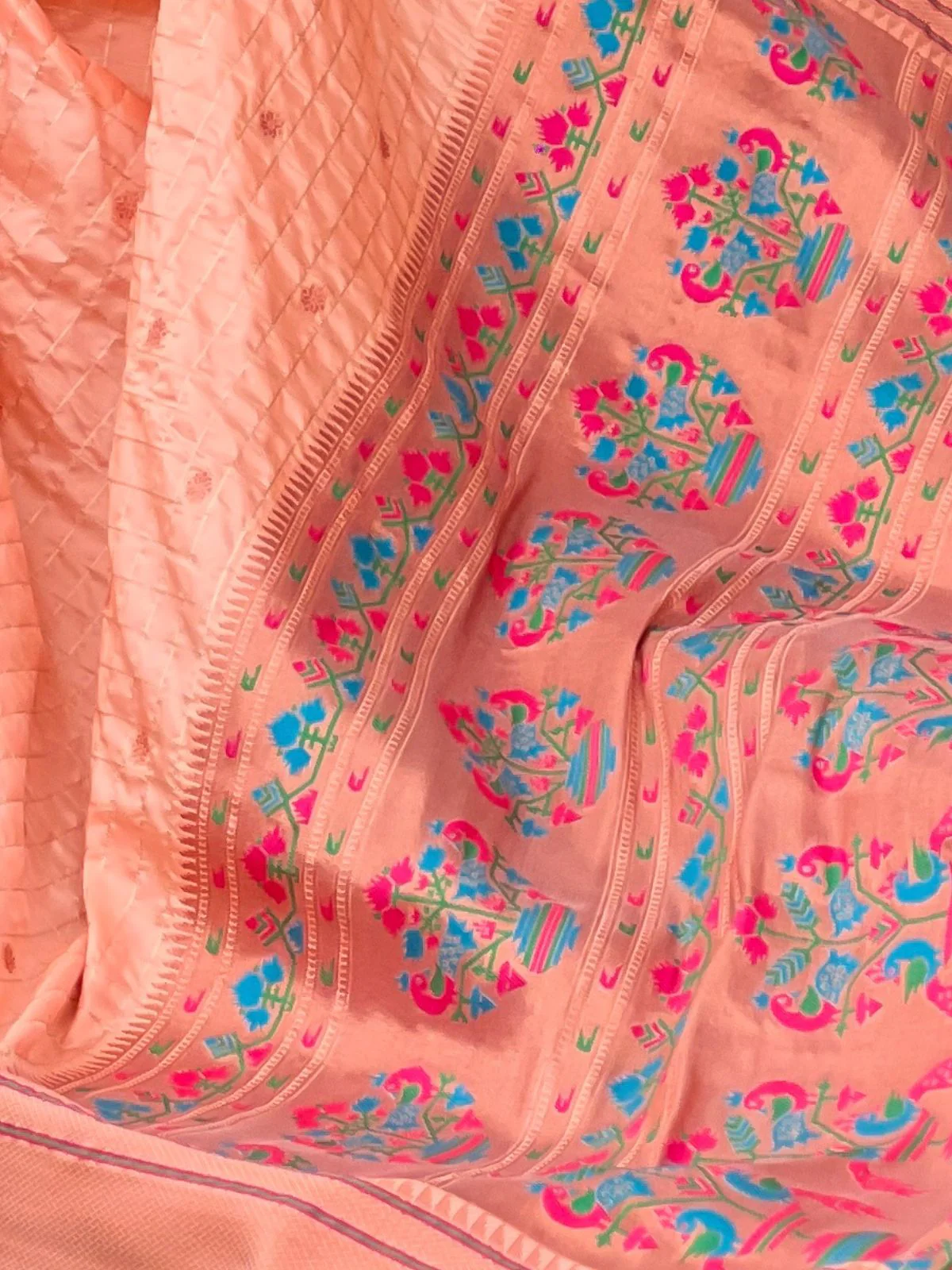 Odette Peach Woven Design Silk Blend Saree With Unstitched Blouse For Women - Image 5