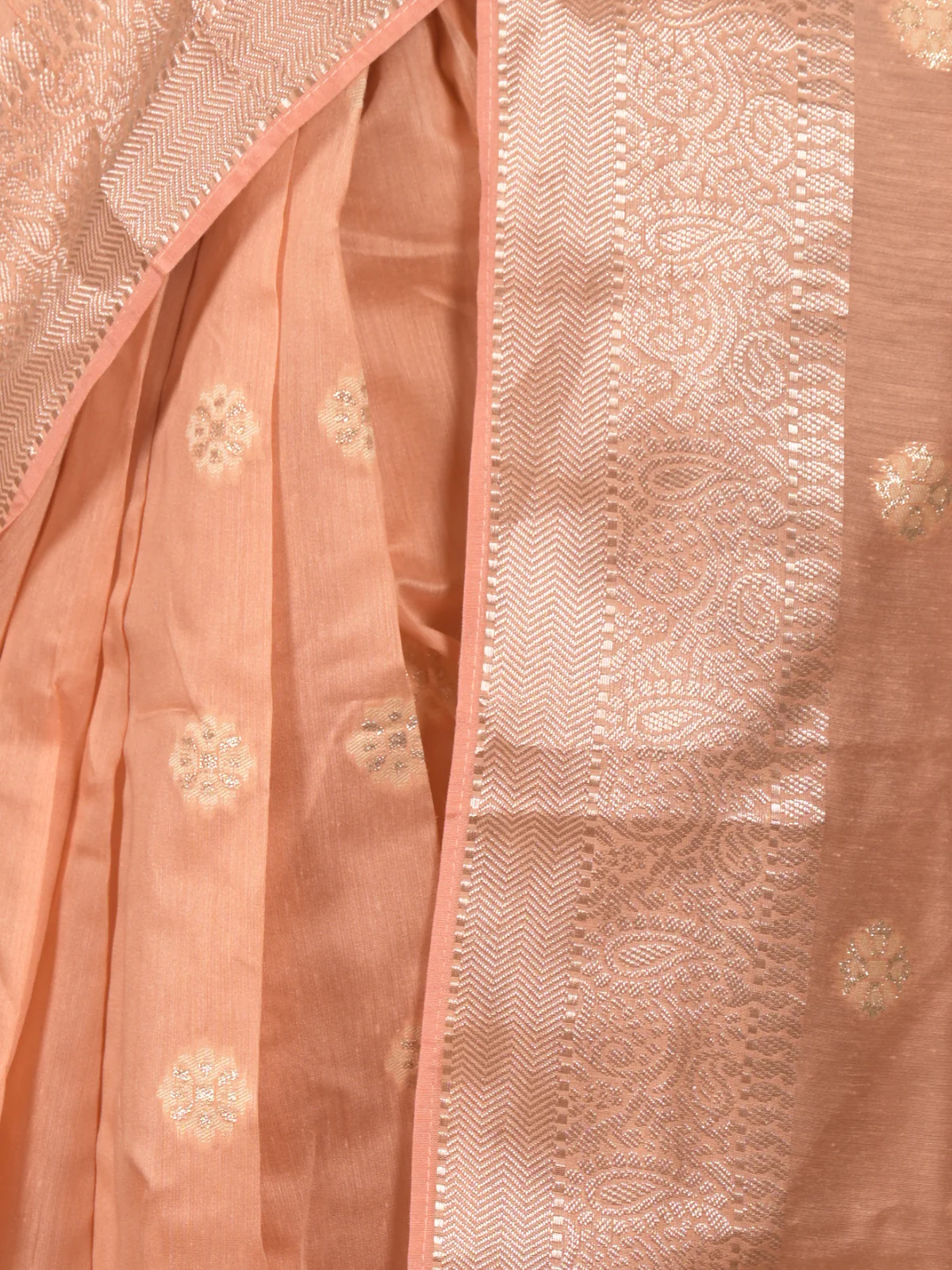 Odette Peach Woven Silk Blend Saree With Unstitched Blouse For Women - Image 5