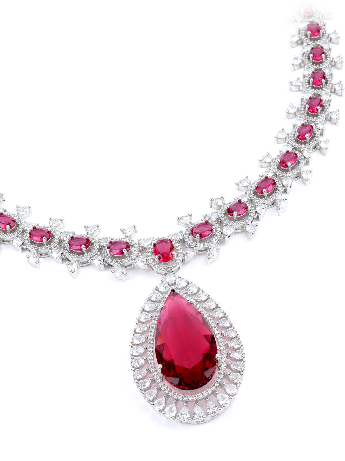 Odette Pink Alloy Embellished Jewellery Set For Women - Image 5