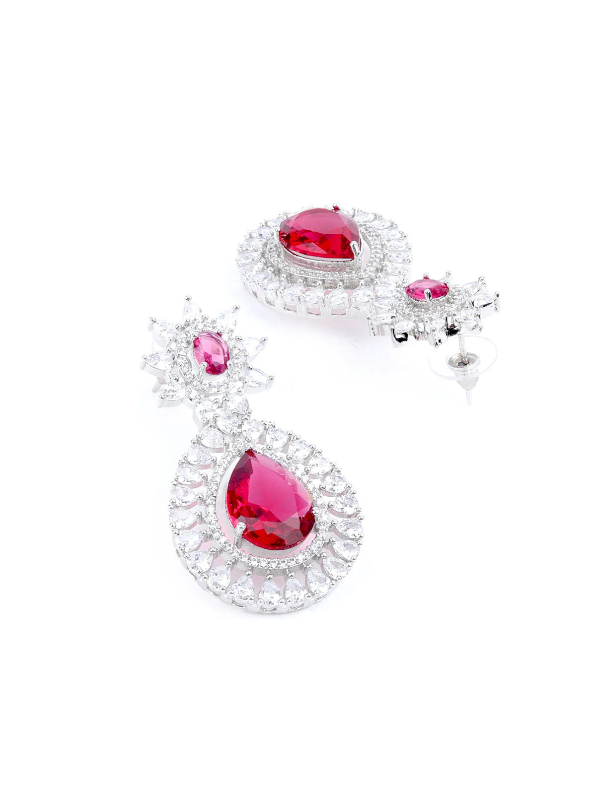 Odette Pink Alloy Embellished Jewellery Set For Women - Image 6