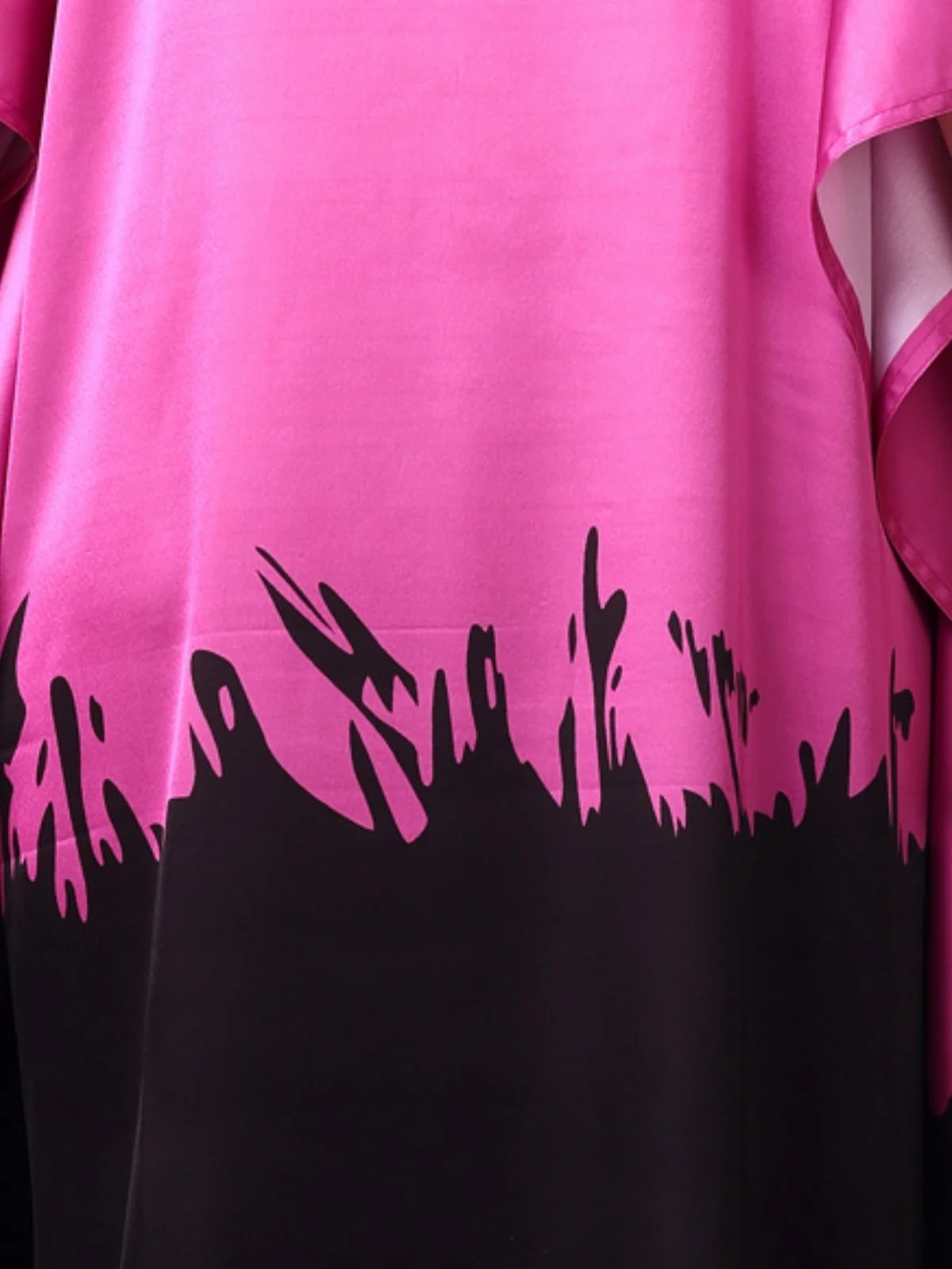 Odette Pink And Black Satin Printed Kaftan For Women - Image 5