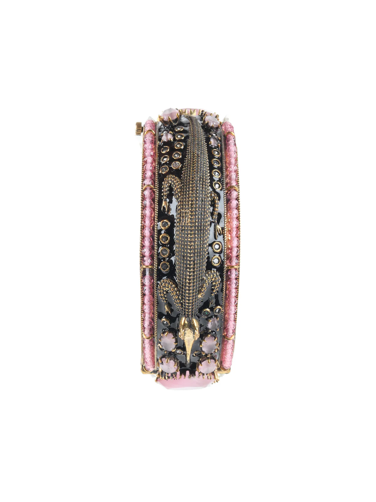 Odette Pink and Gold Faux Stone Embellished Bracelet for Women - Image 3