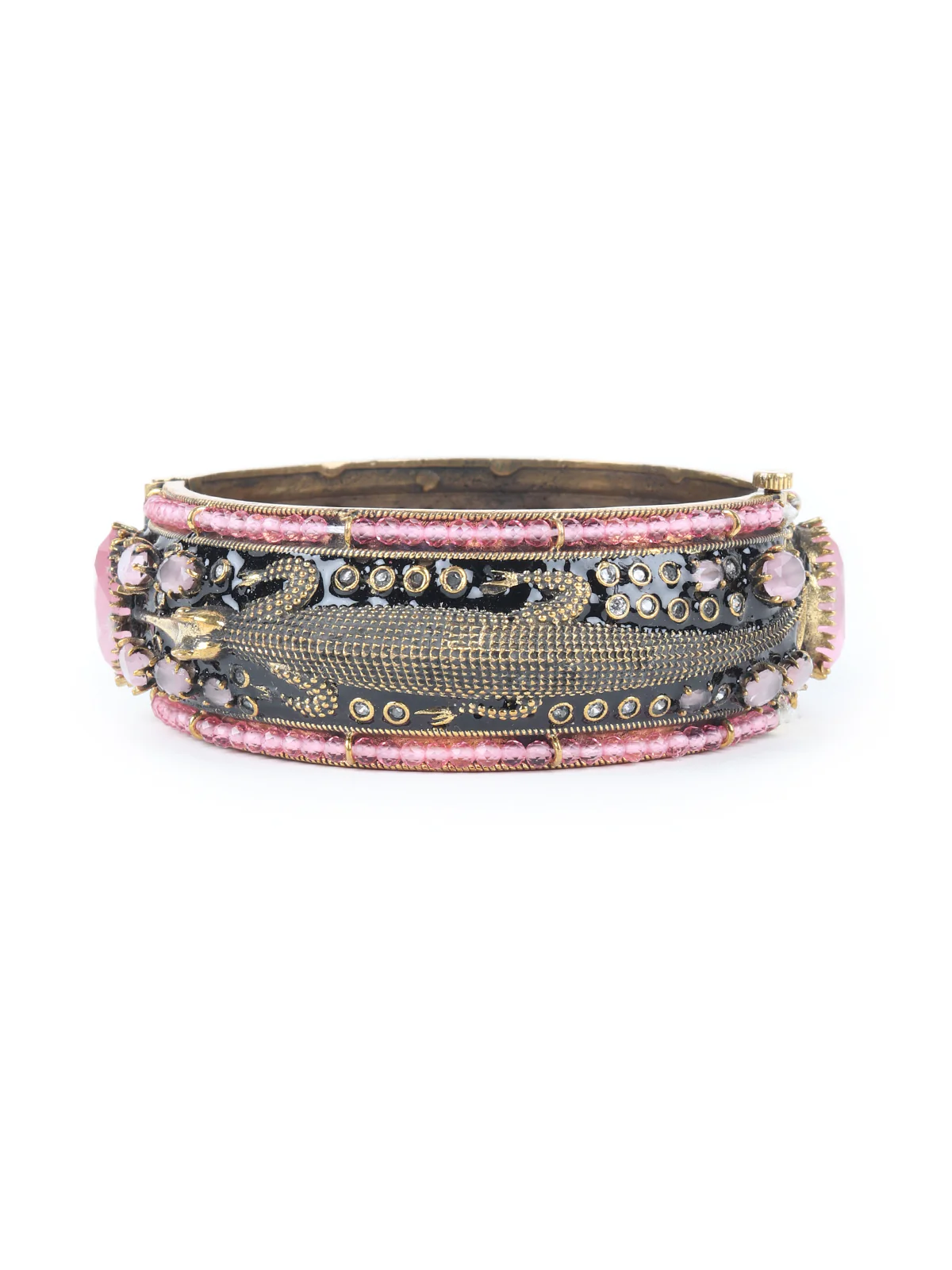 Odette Pink and Gold Faux Stone Embellished Bracelet for Women - Image 4