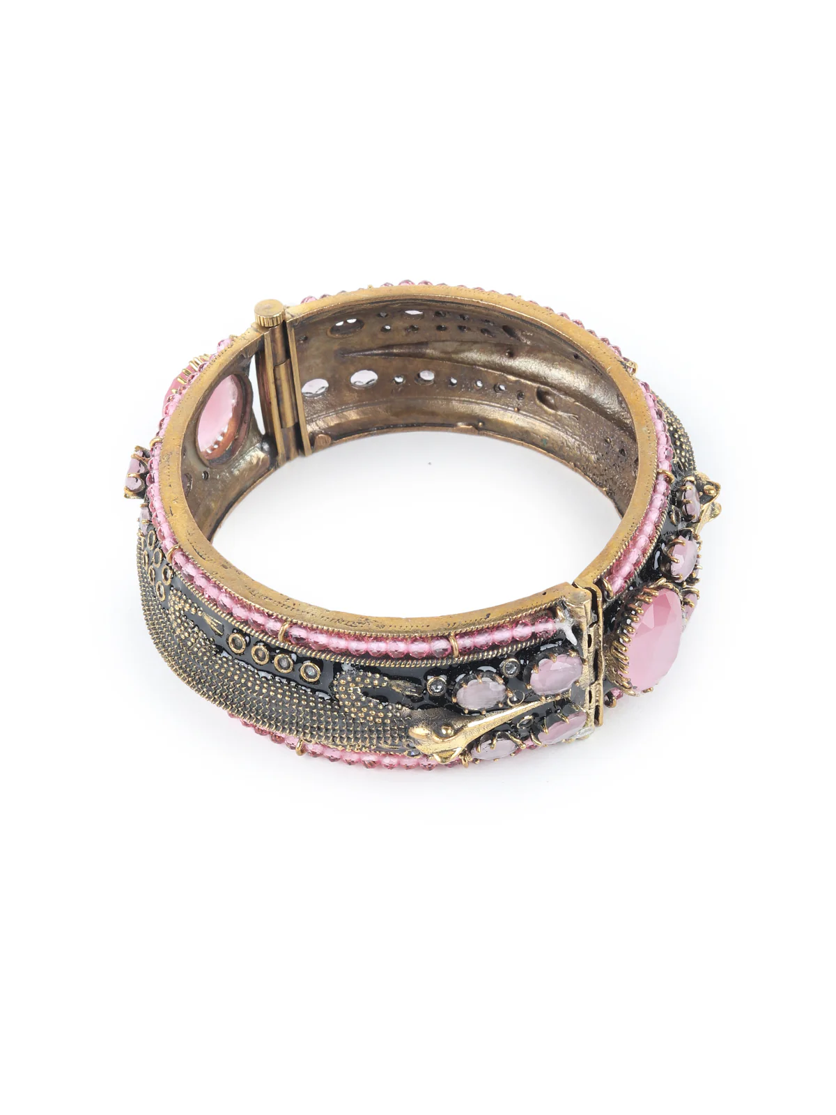 Odette Pink and Gold Faux Stone Embellished Bracelet for Women - Image 5