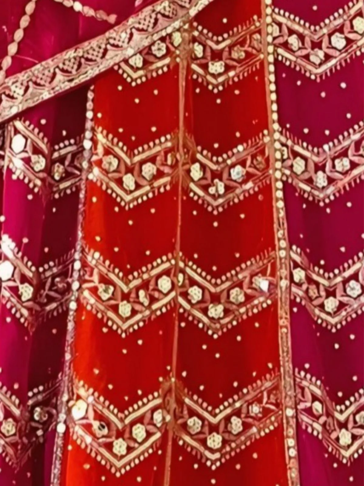 Odette Pink And Orange Georgette Embellished Semi-Stitched lehenga For Women - Image 5