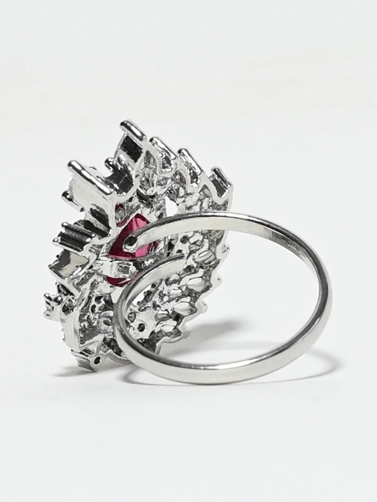Odette Pink And White Alloy Embellished Ring For Women - Image 3