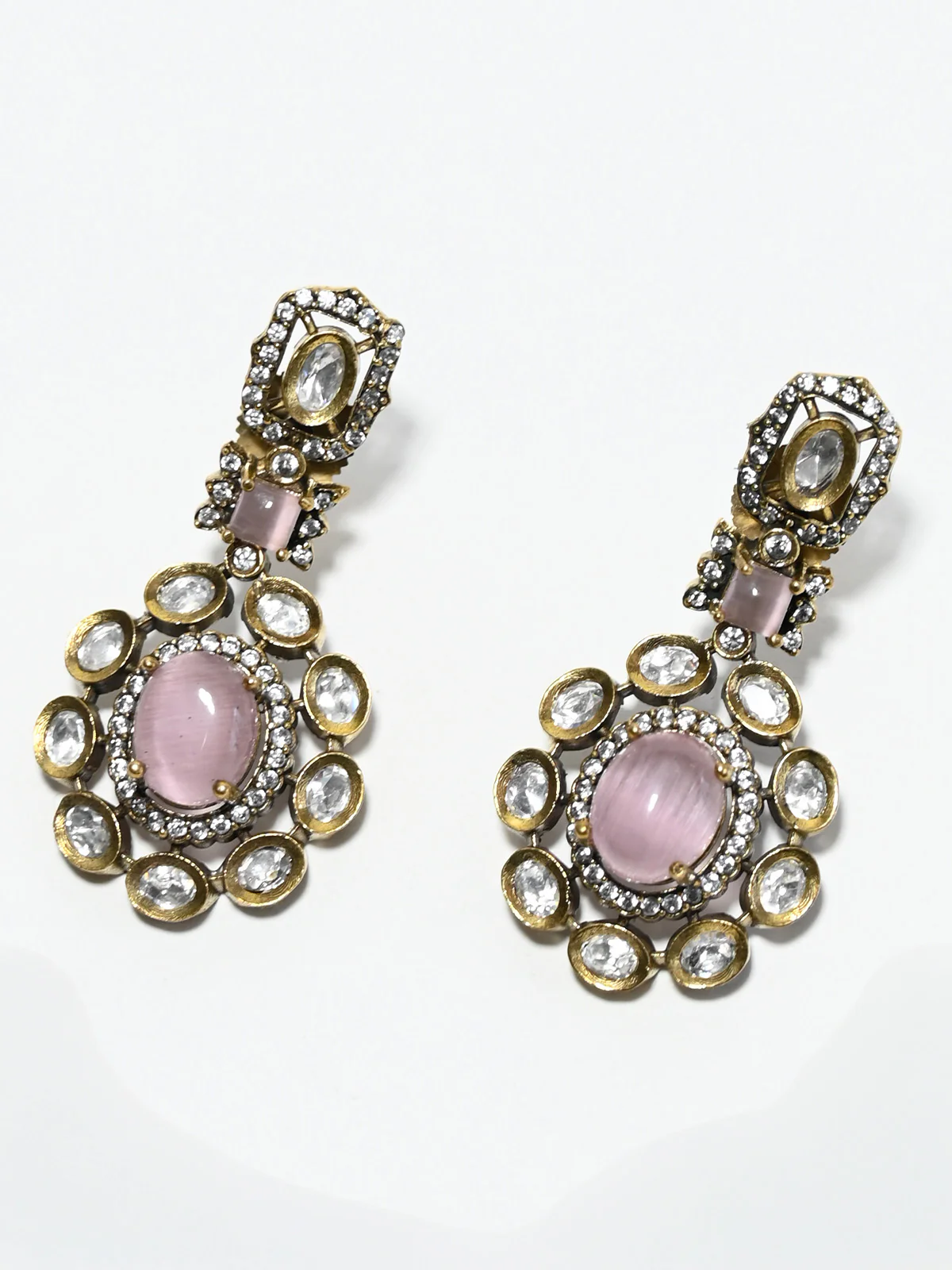 Odette Pink And White Alloy Stone Jewellery Set For Women - Image 5
