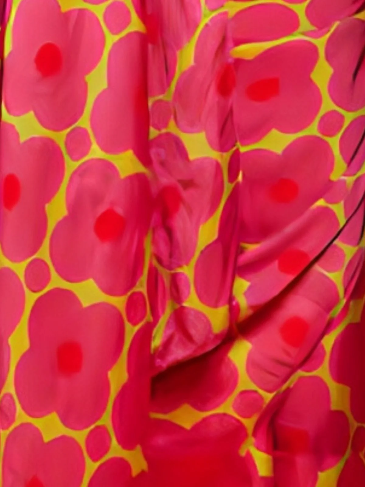 Odette Pink And Yellow Satin Printed Saree With Unstitched Blouse For Women - Image 5