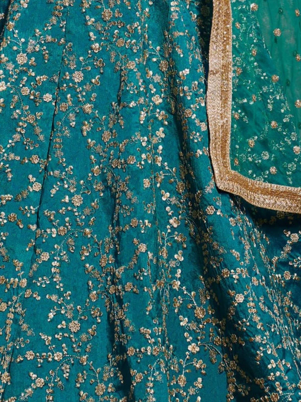 Odette Blue Art Silk Embroidered Semi Stitched Lehenga With Blouse For Women - Image 6
