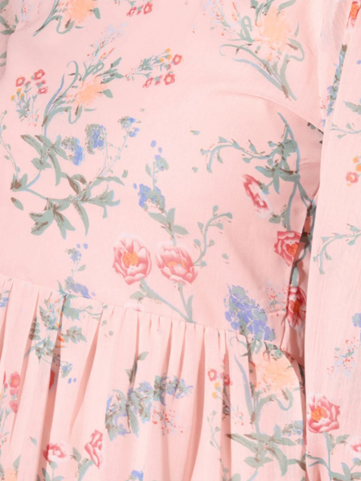 Odette Pink Chiffon Foil Printed Stitched Dress For Women - Image 6