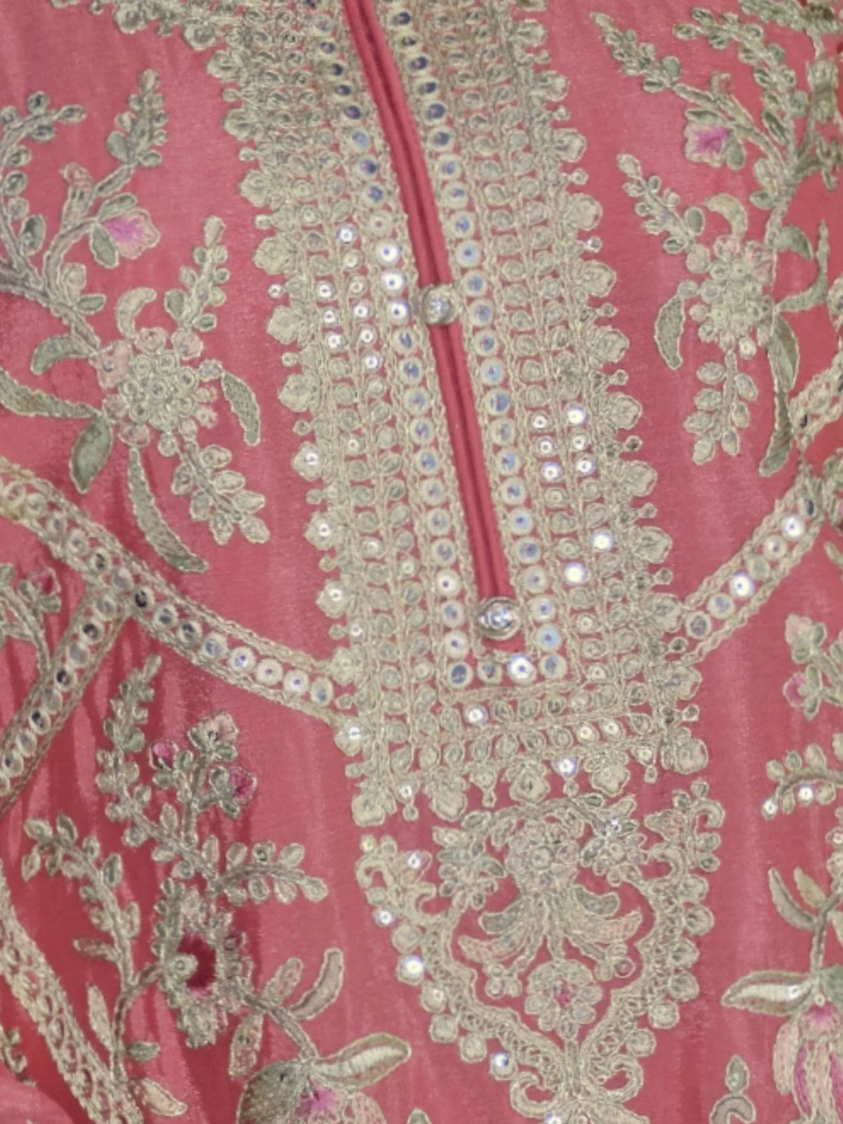 Odette Pink Chinon Embroidered Semi-Stitched Kurta Set For Women - Image 3