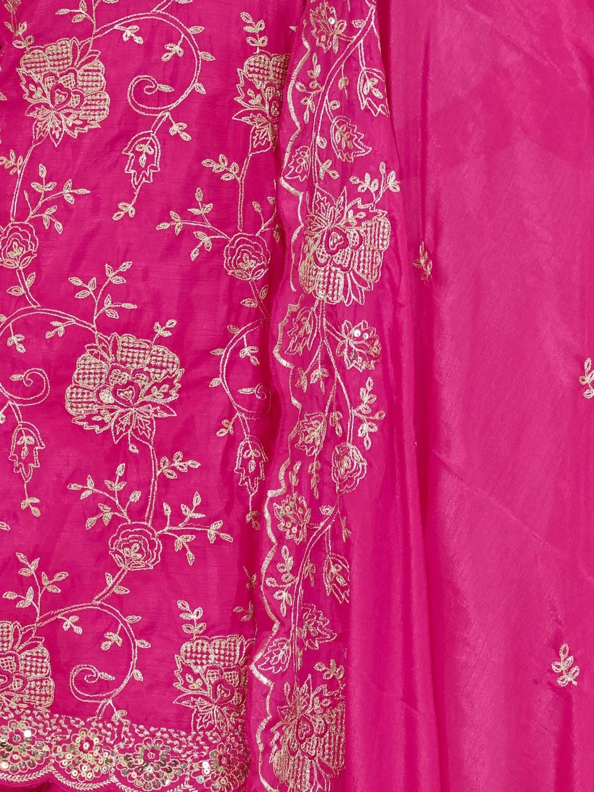 Odette Pink Chinon Embroidered Stitched Kurta Set For Women - Image 4