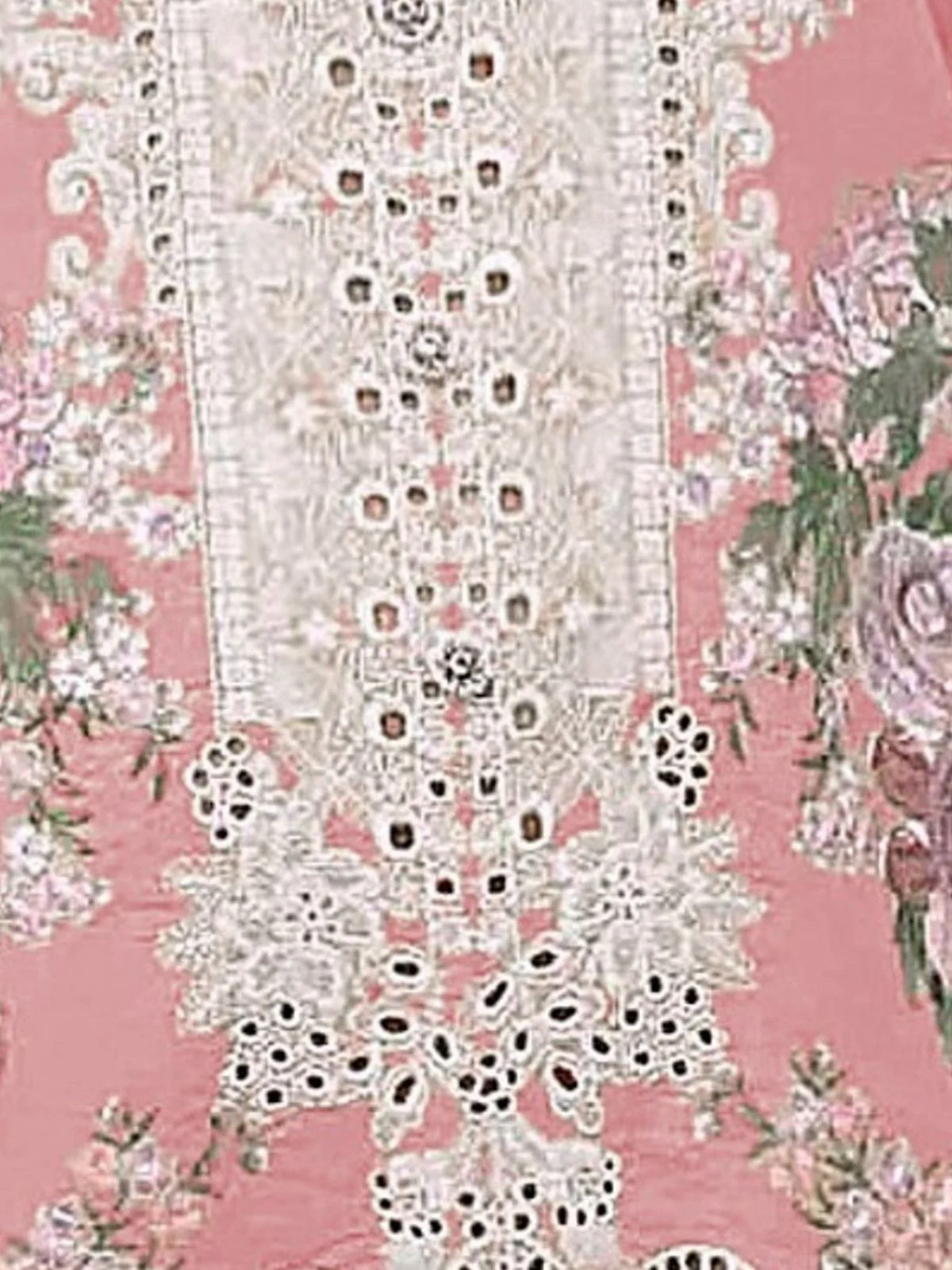 Odette Pink Cotton Blend Embroidered Semi Stitched Kurta Set For Women - Image 3