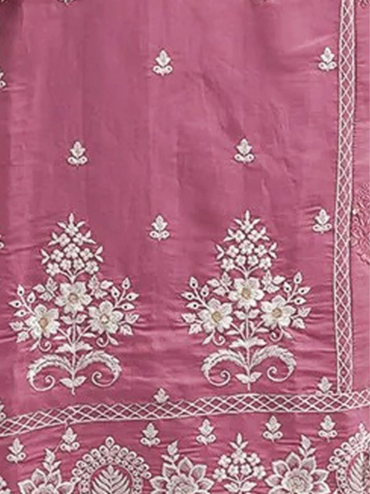 Odette Pink Cotton Blend Embroidered Semi-Stitched Kurta Set For Women - Image 3