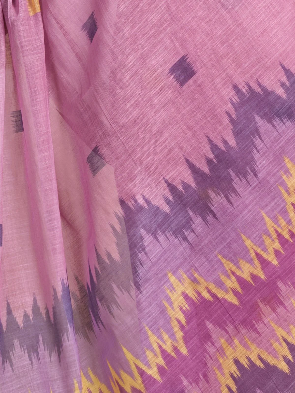 Odette Pink Cotton Linen Solid Saree For Women - Image 6