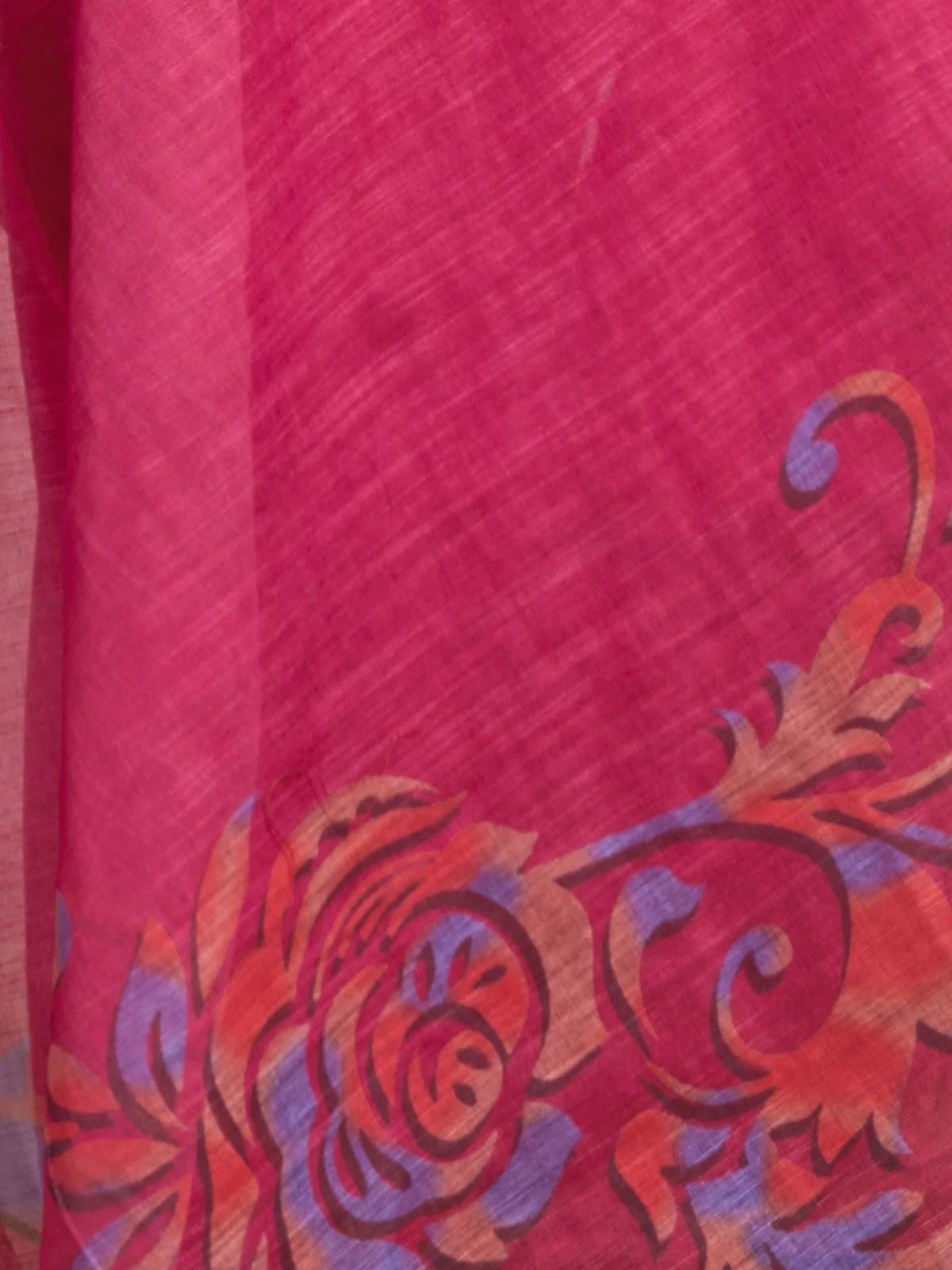 Odette Pink Cotton Linen Zari Work Saree For Women - Image 6