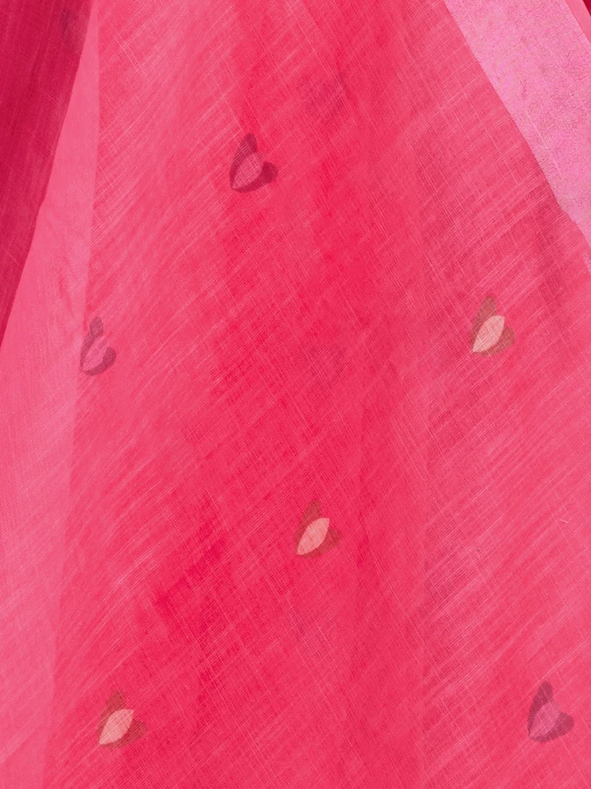 Odette Pink Cotton Linen Zari Work Saree For Women - Image 6