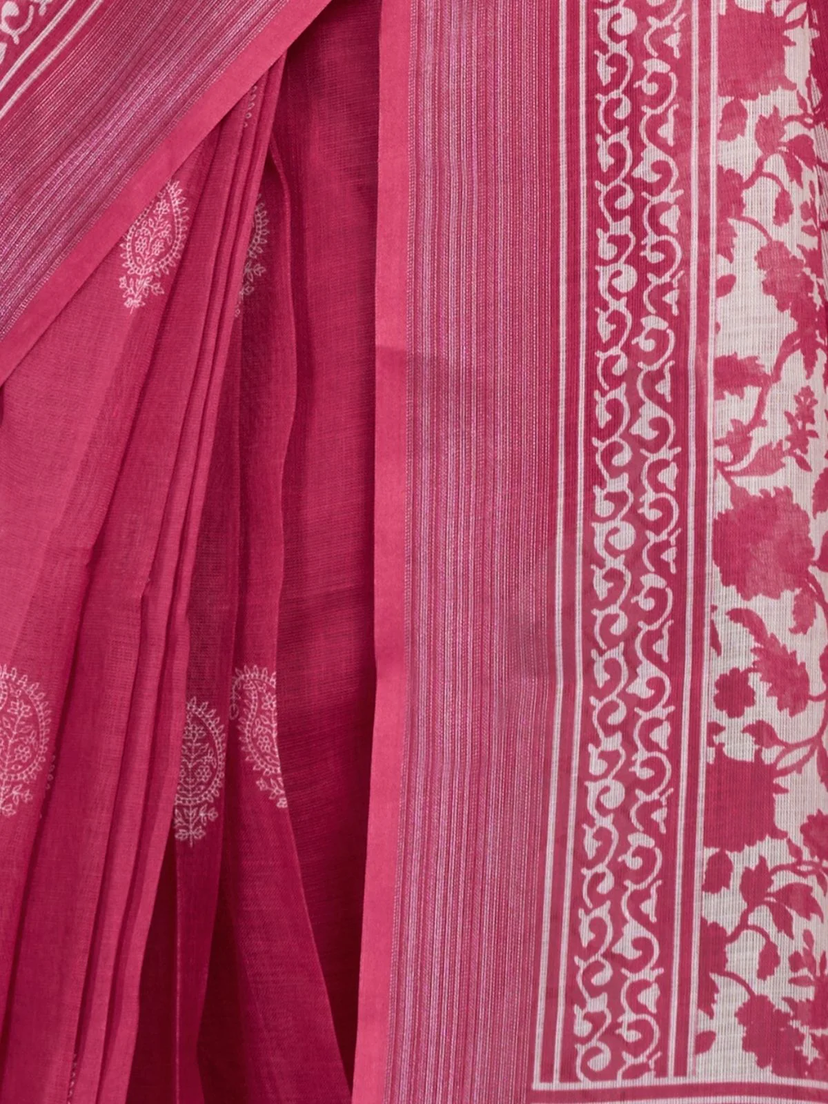 Odette Pink Cotton Linen Zari Work Saree For Women - Image 6