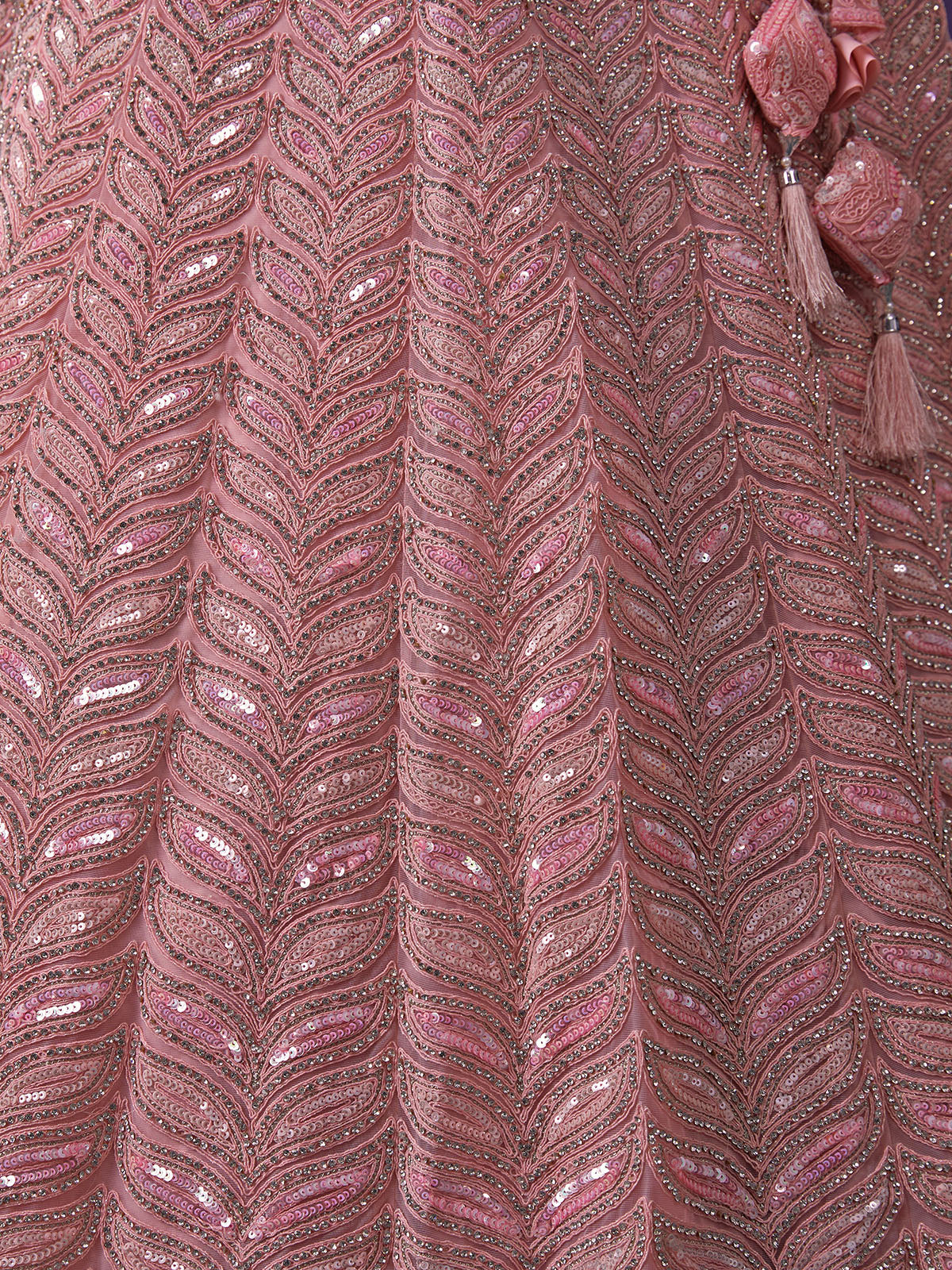 Odette Pink Embellished Soft Net Semi Stitched Lehenga With Blouse For Women - Image 7