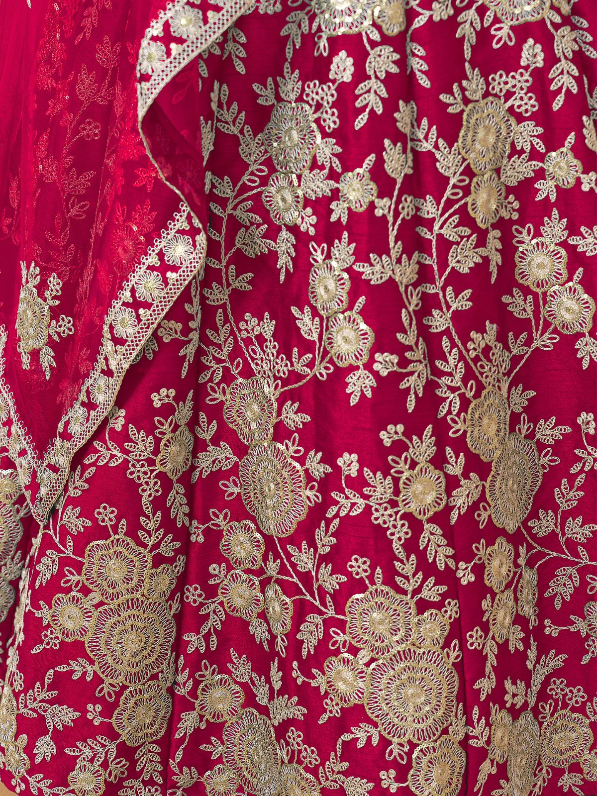 Odette Pink Embroidered Art Silk Semi Stitched Lehenga With Unstitched Blouse For Women - Image 4