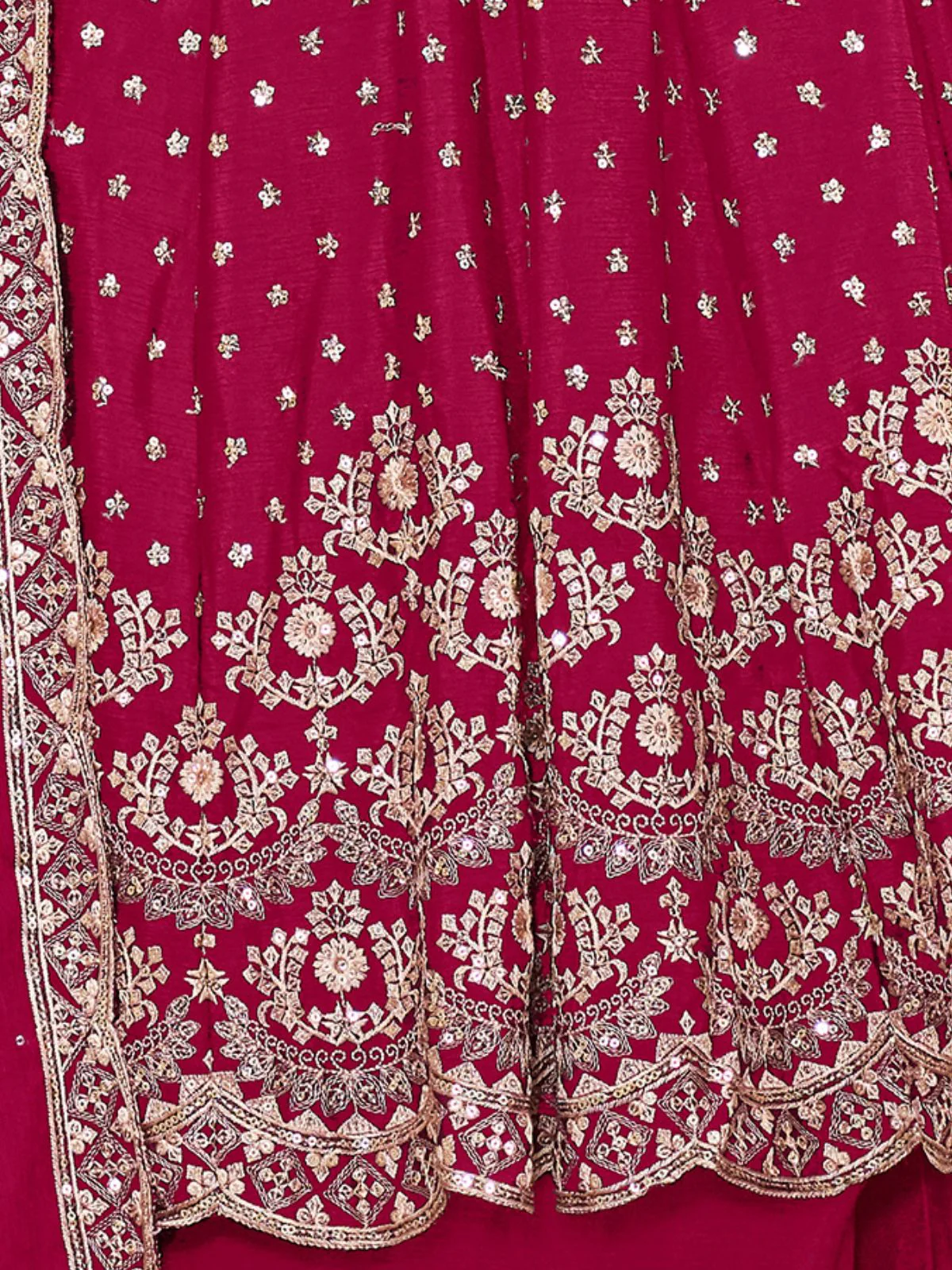 Odette Pink Embroidered Chinon Semi Stitched Kurta Set With Dupatta For Women - Image 5