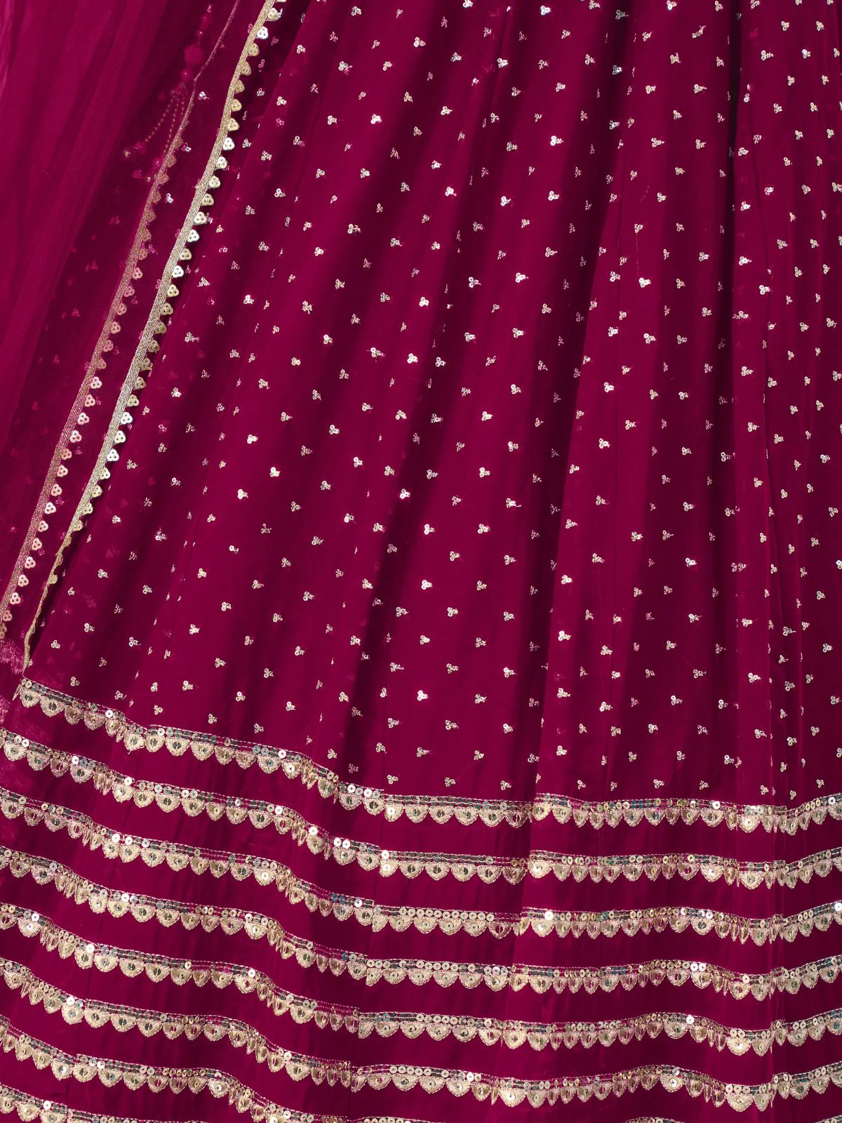 Odette Pink Georgette Embellished Semi Stiched Lehenga With Unstitched Blouse For Women - Image 7