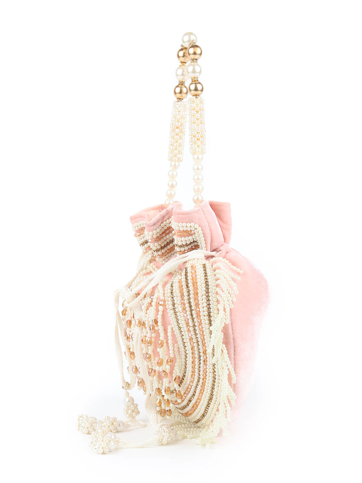 Odette Pink Embroidered Potli Bag For Women - Image 4