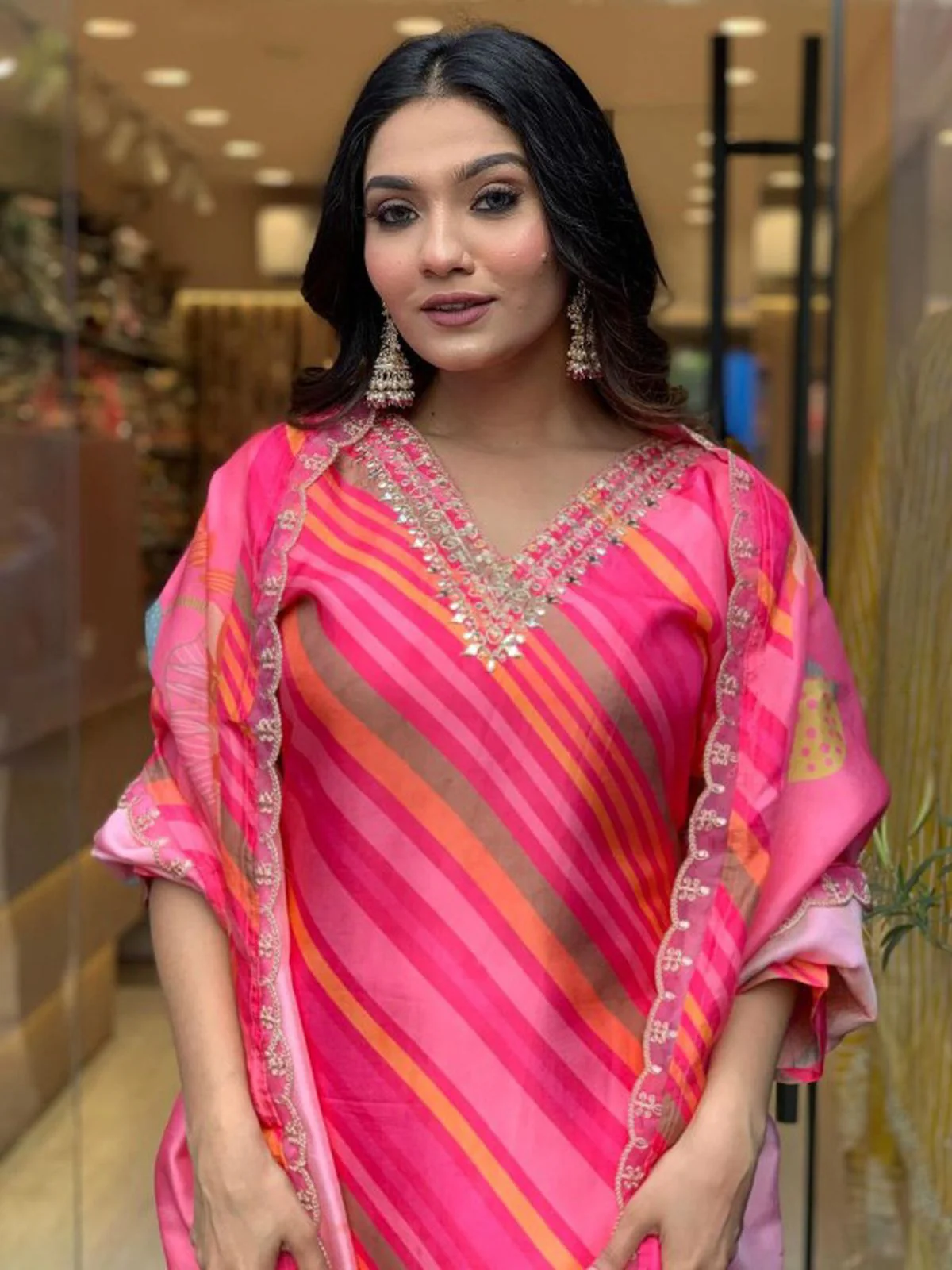 Odette Pink Embroidered Silk Blend Stitched Kurta Set For Women - Image 4