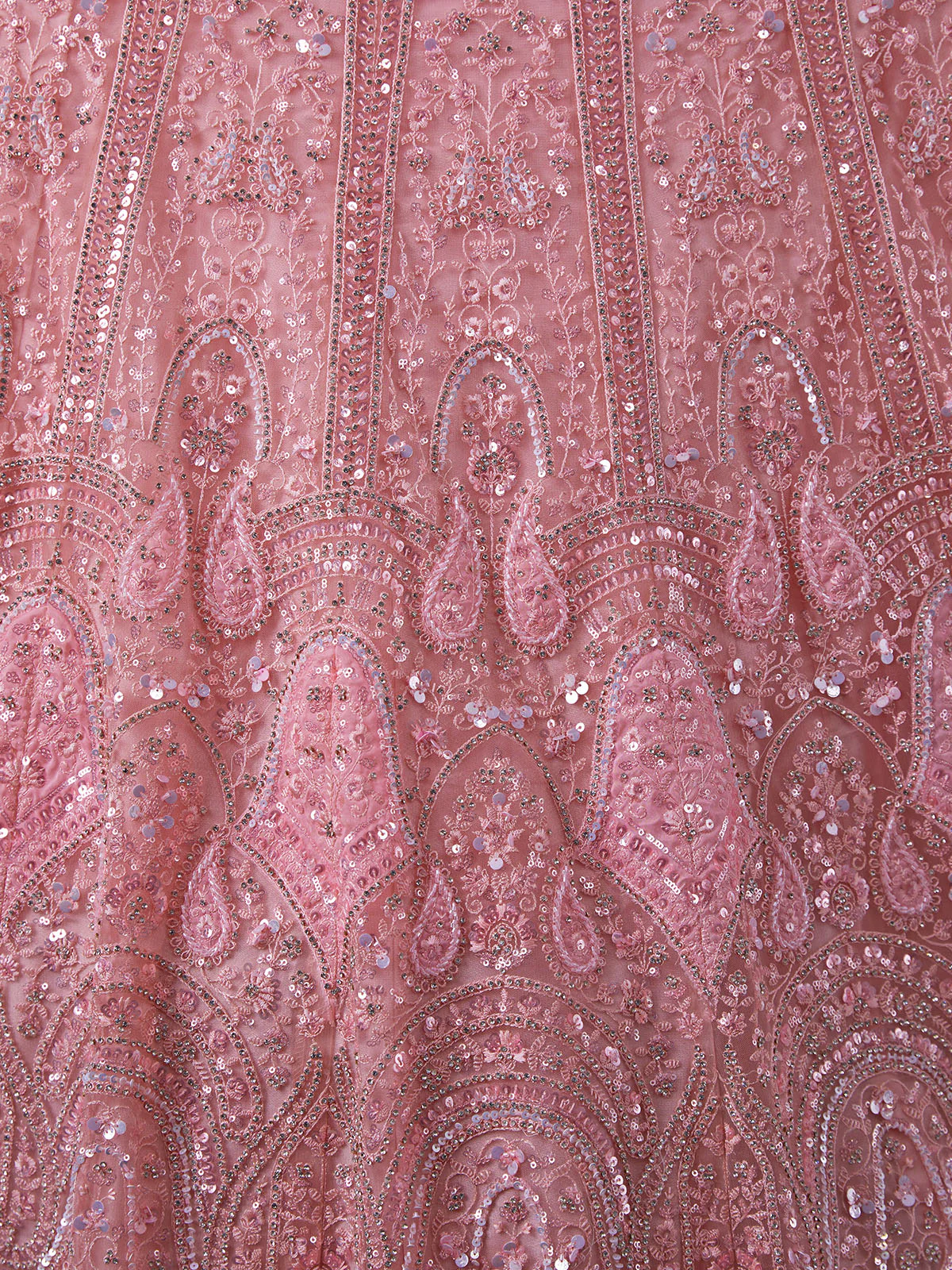 Odette Pink Embroidered Soft Net Semi Stitched Lehenga With Blouse For Women - Image 8