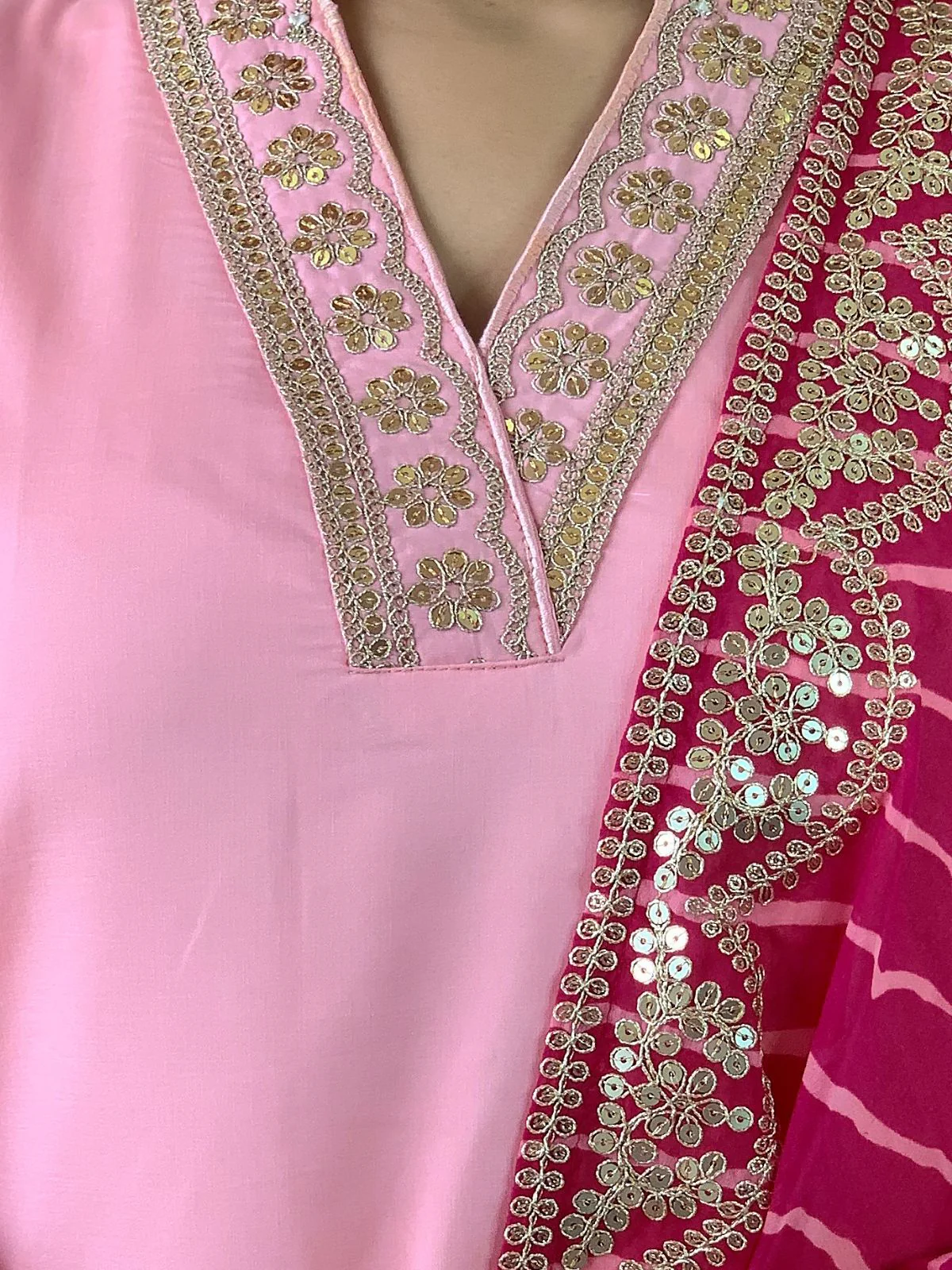 Odette Pink Embroidered Viscose Silk Stitched Kurta Salwar Set For Women - Image 5