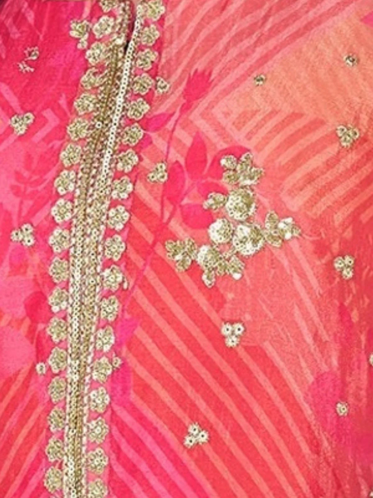 Odette Pink Georgette Embellished Stitched Kurta Set For Women - Image 3
