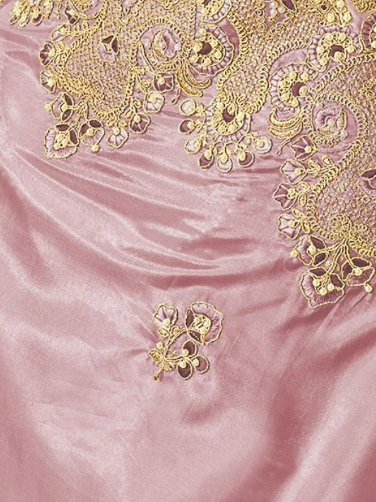 Odette Pink Georgette Embroidered Elegant Saree For Women - Image 4