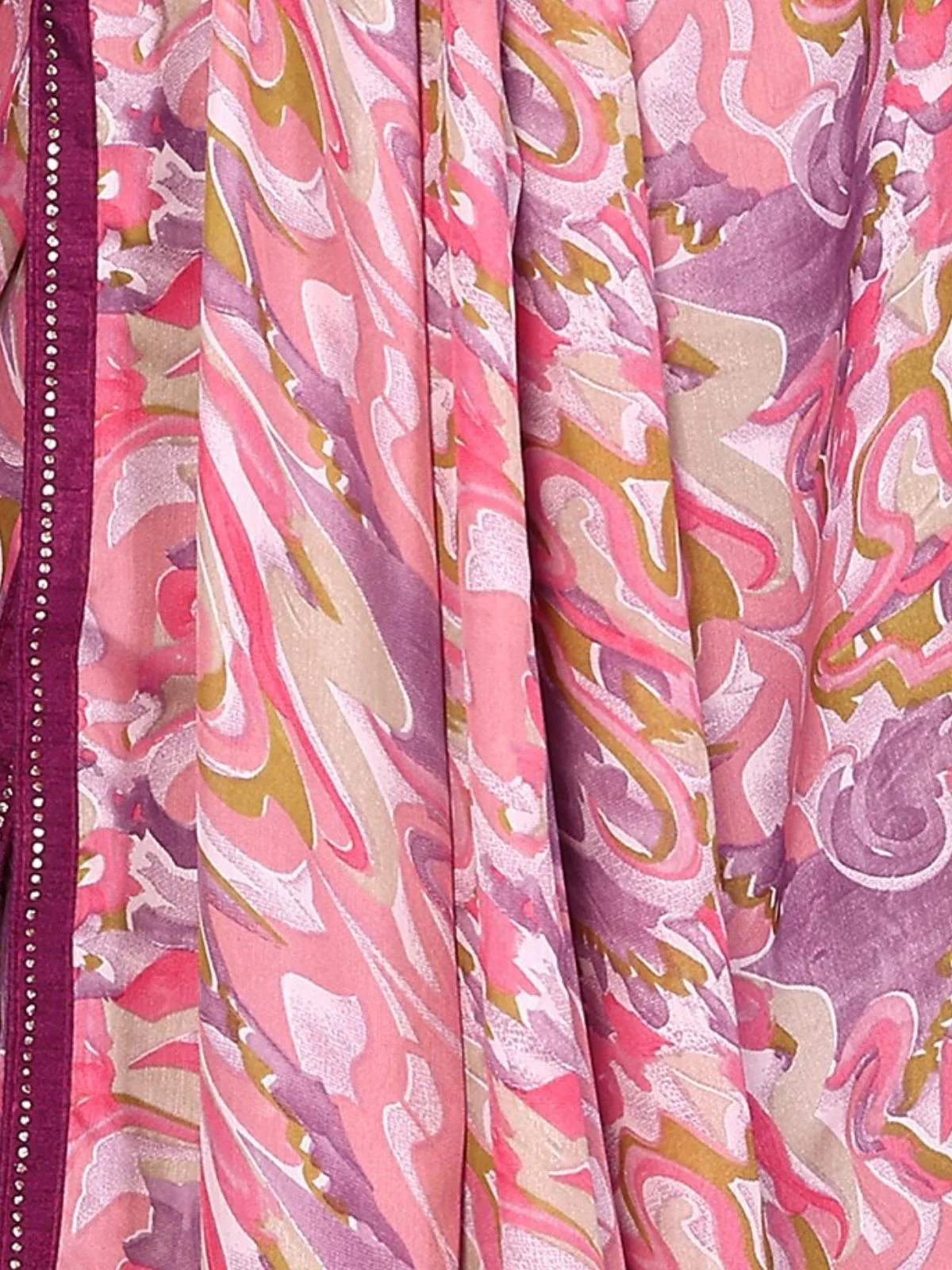 Odette Pink Georgette Embroidered Saree For Women - Image 5