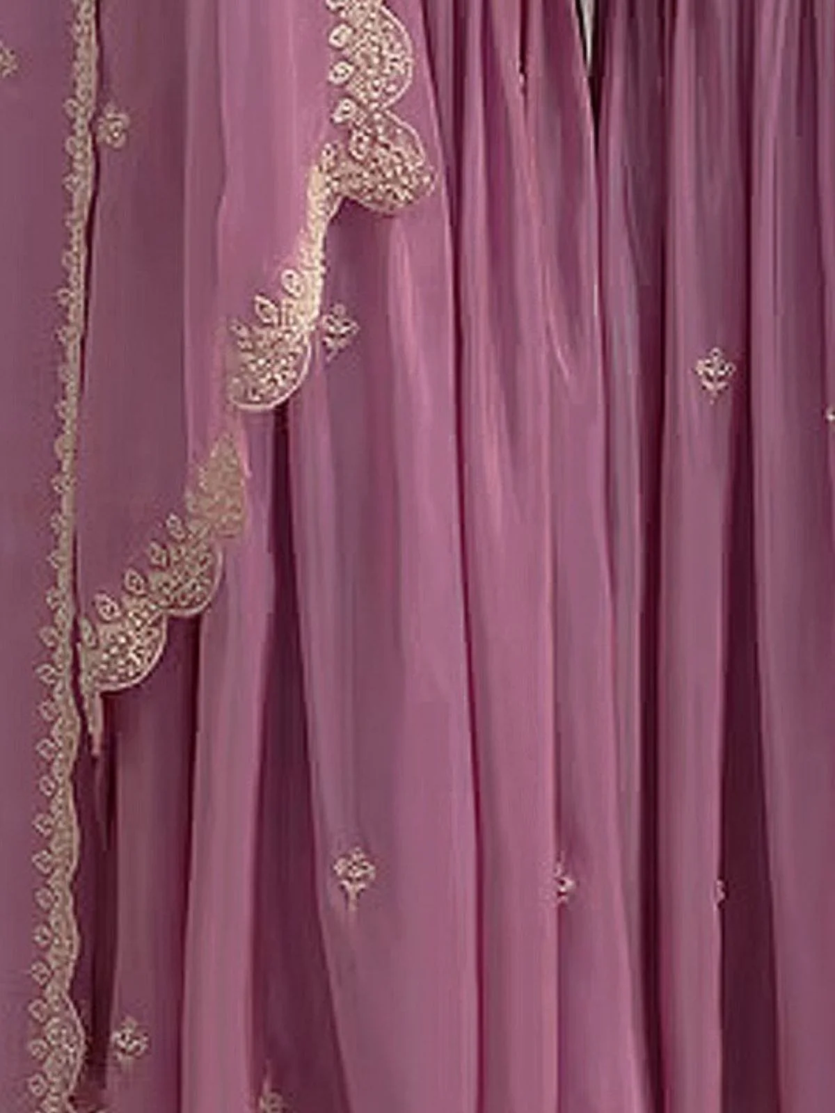 Odette Pink Georgette Embroidered Semi-Sitched Kurta Set For Women - Image 3