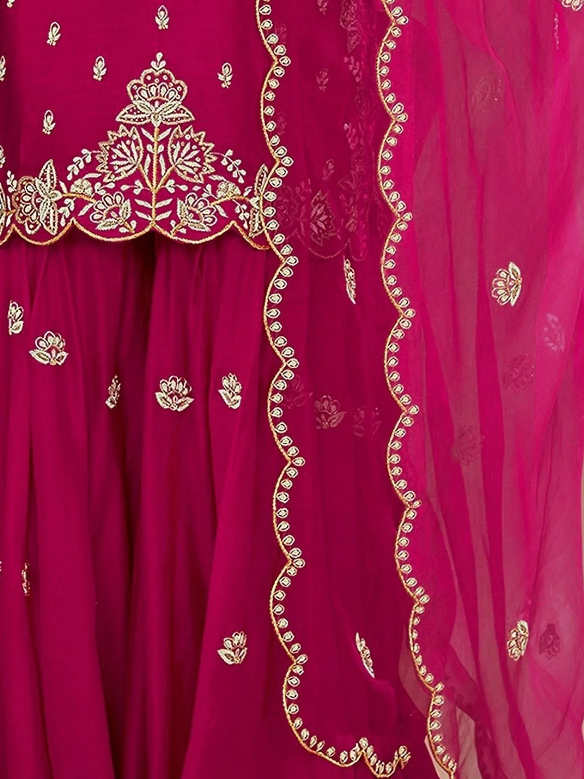 Odette Pink Georgette Embroidered Semi-Sitched Kurta Set For Women - Image 3