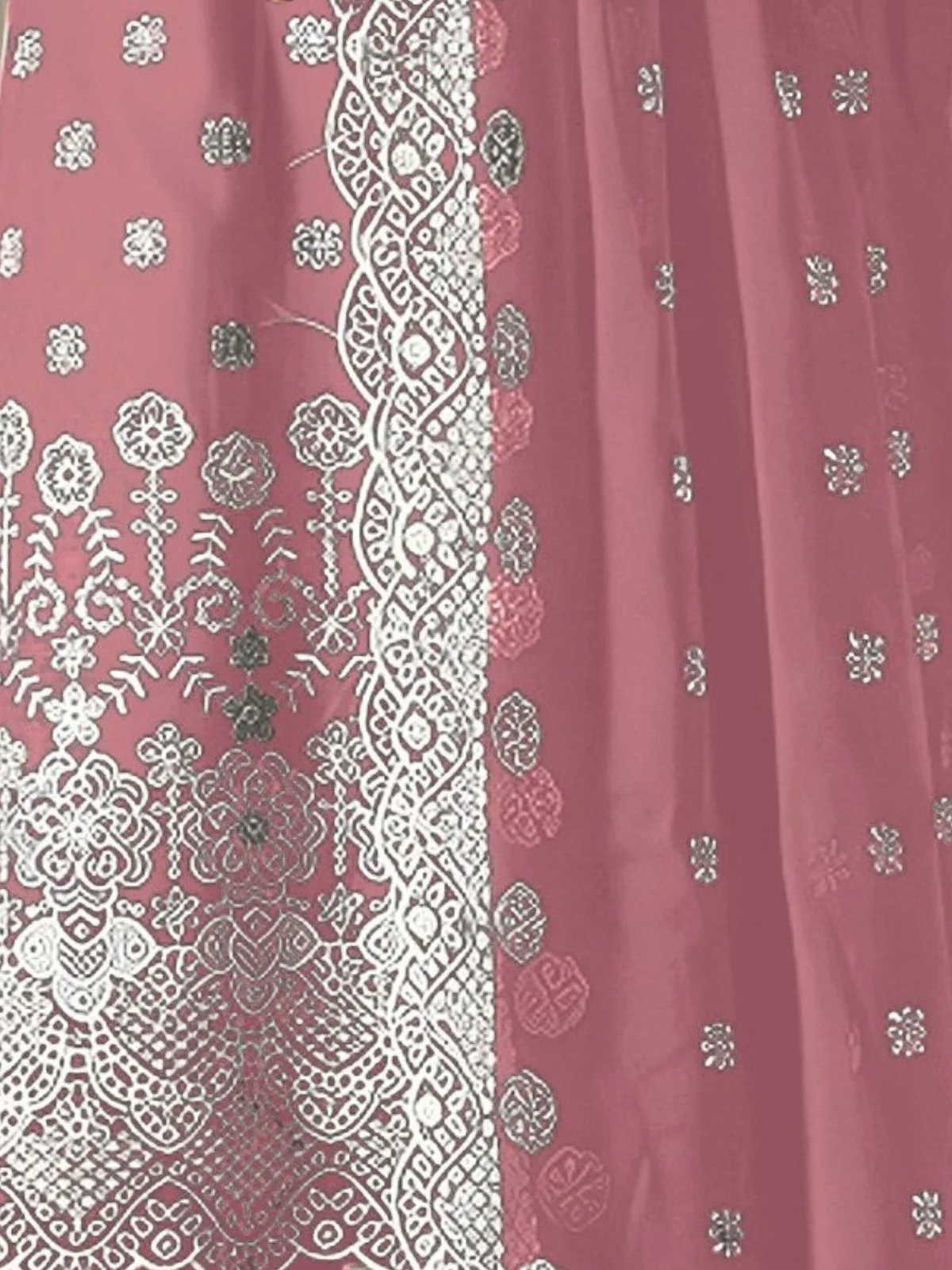 Odette Pink Georgette Embroidered Semi Stitched Kurta Set For Women - Image 3