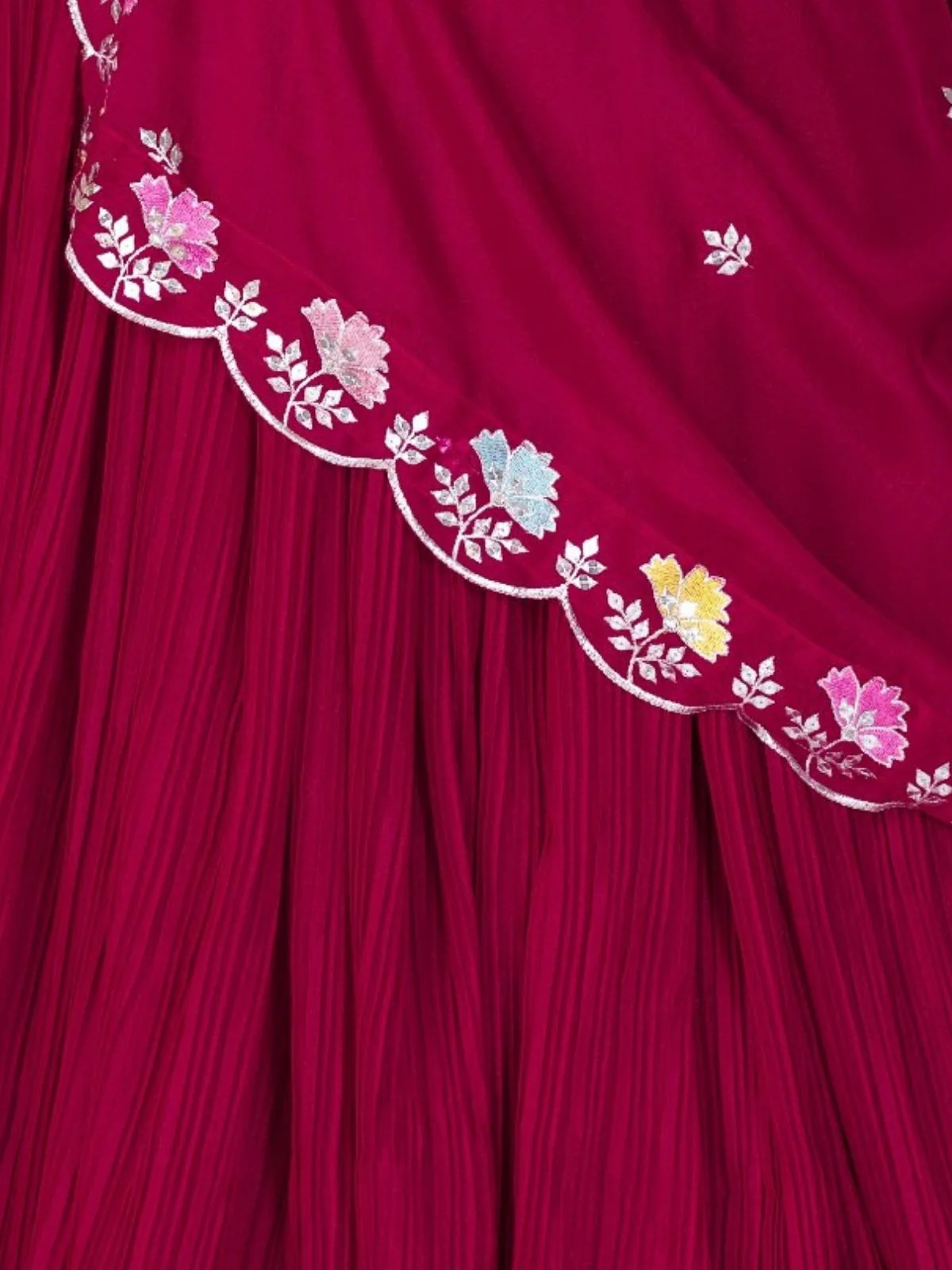 Odette Pink Georgette Embroidered Semi-Stitched lehenga For Women - Image 5