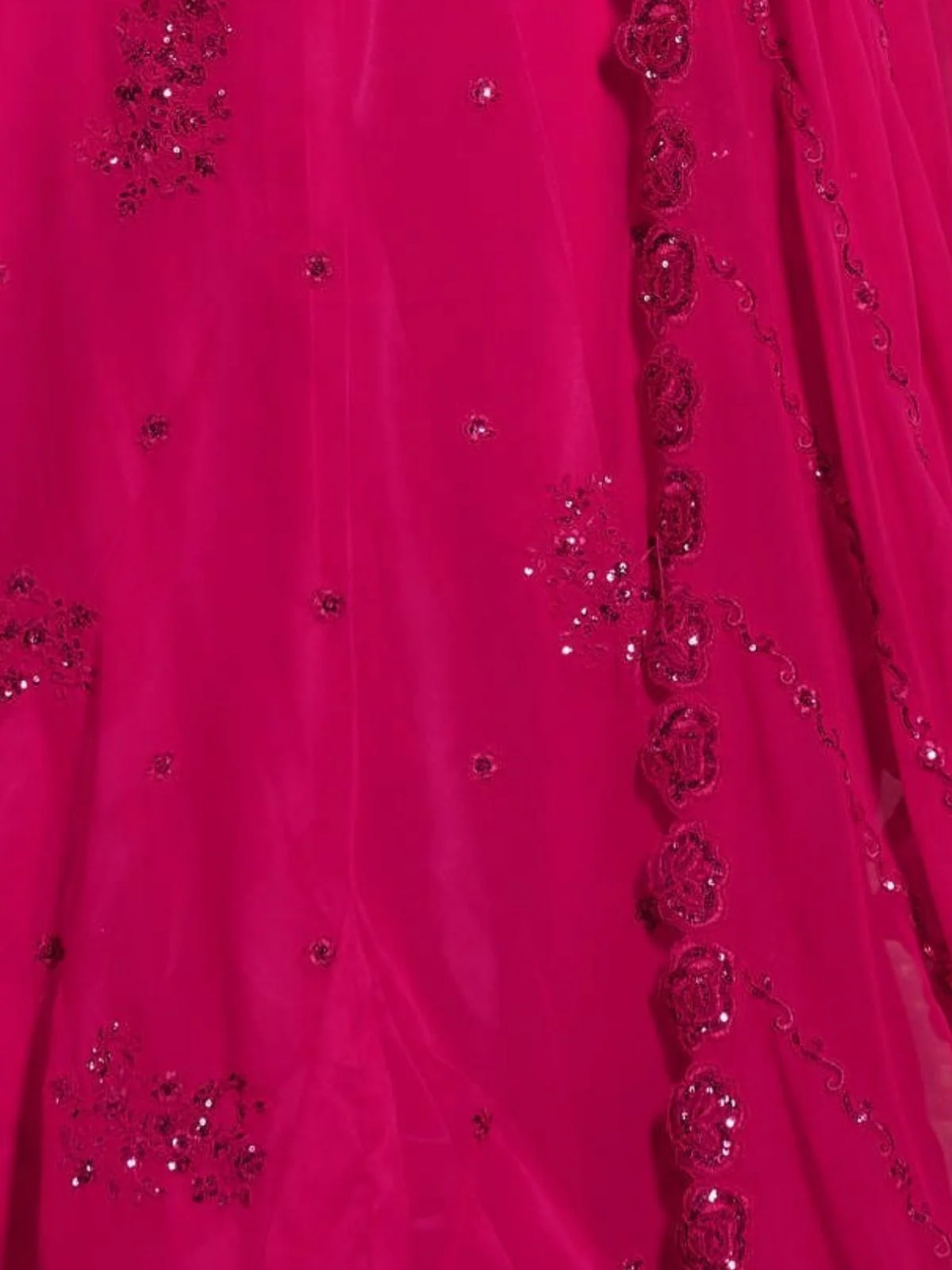Odette Pink Georgette Embroidered Semi Stitched Lehenga With Blouse For Women - Image 5