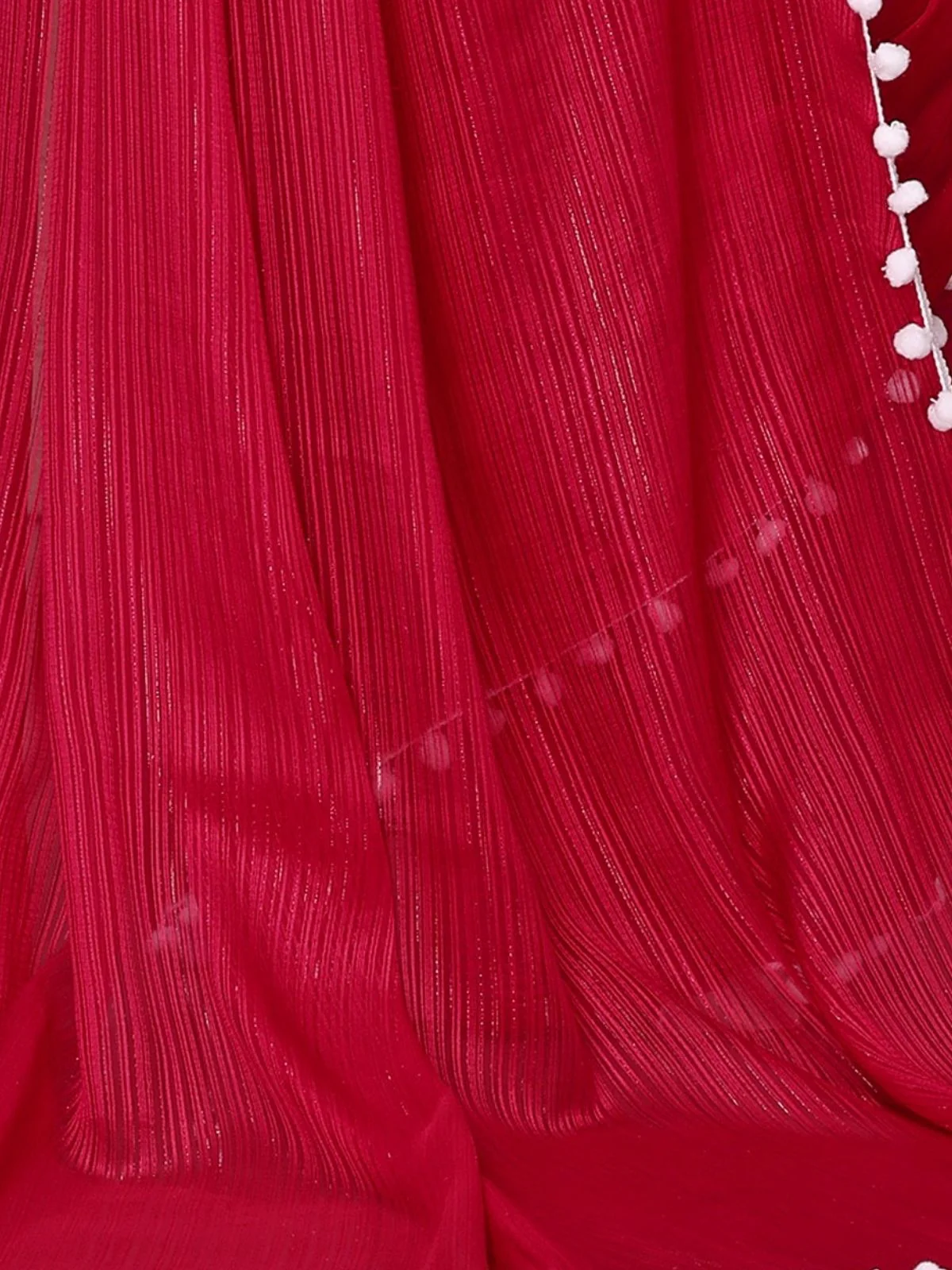 Odette Pink Georgette Plain Saree For Women - Image 5